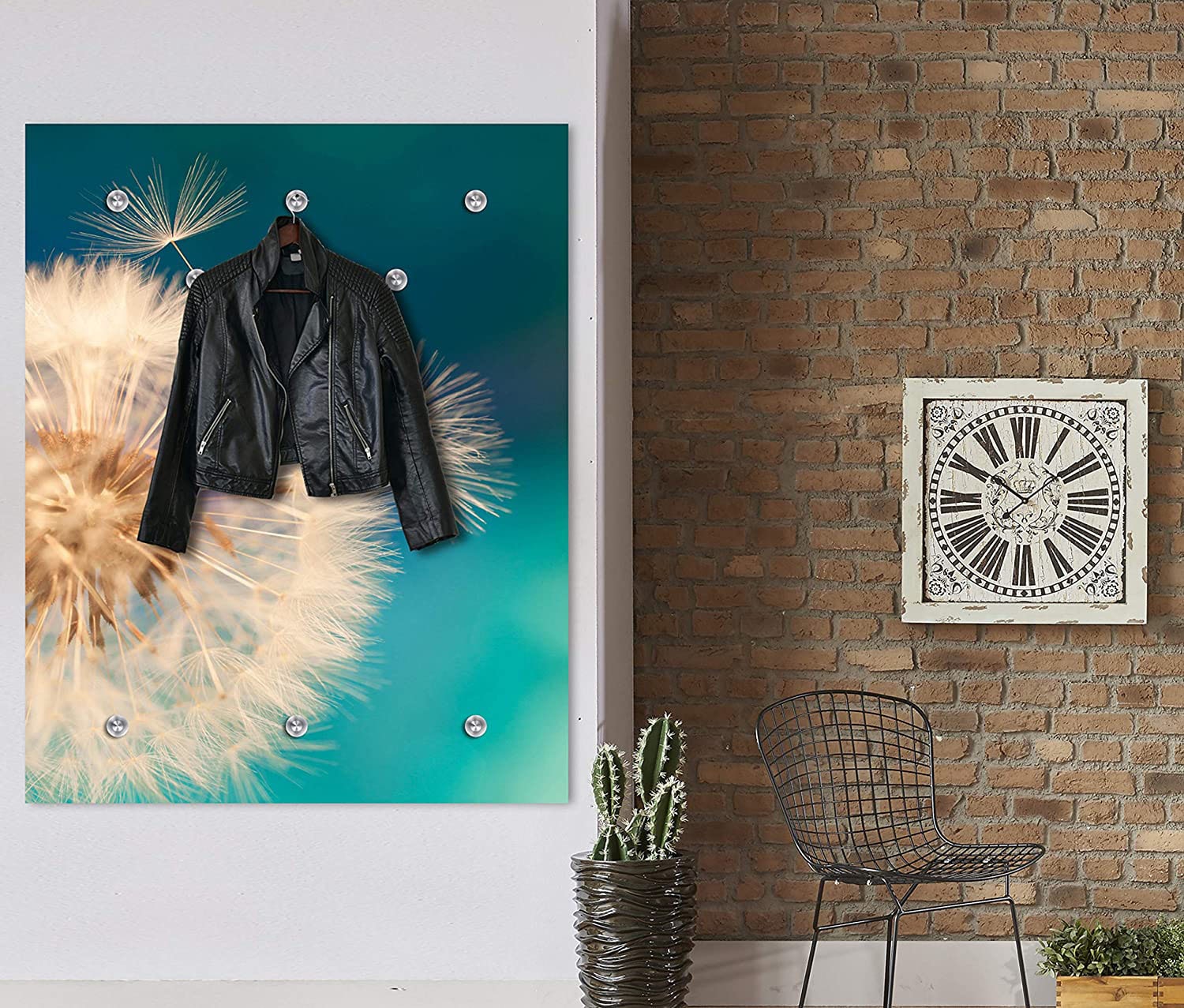 Queence Garderobenleiste »Anneli« Wand Garderobe in blau, Größe B/H/T: 100 cm x 120 cm x 3 cm