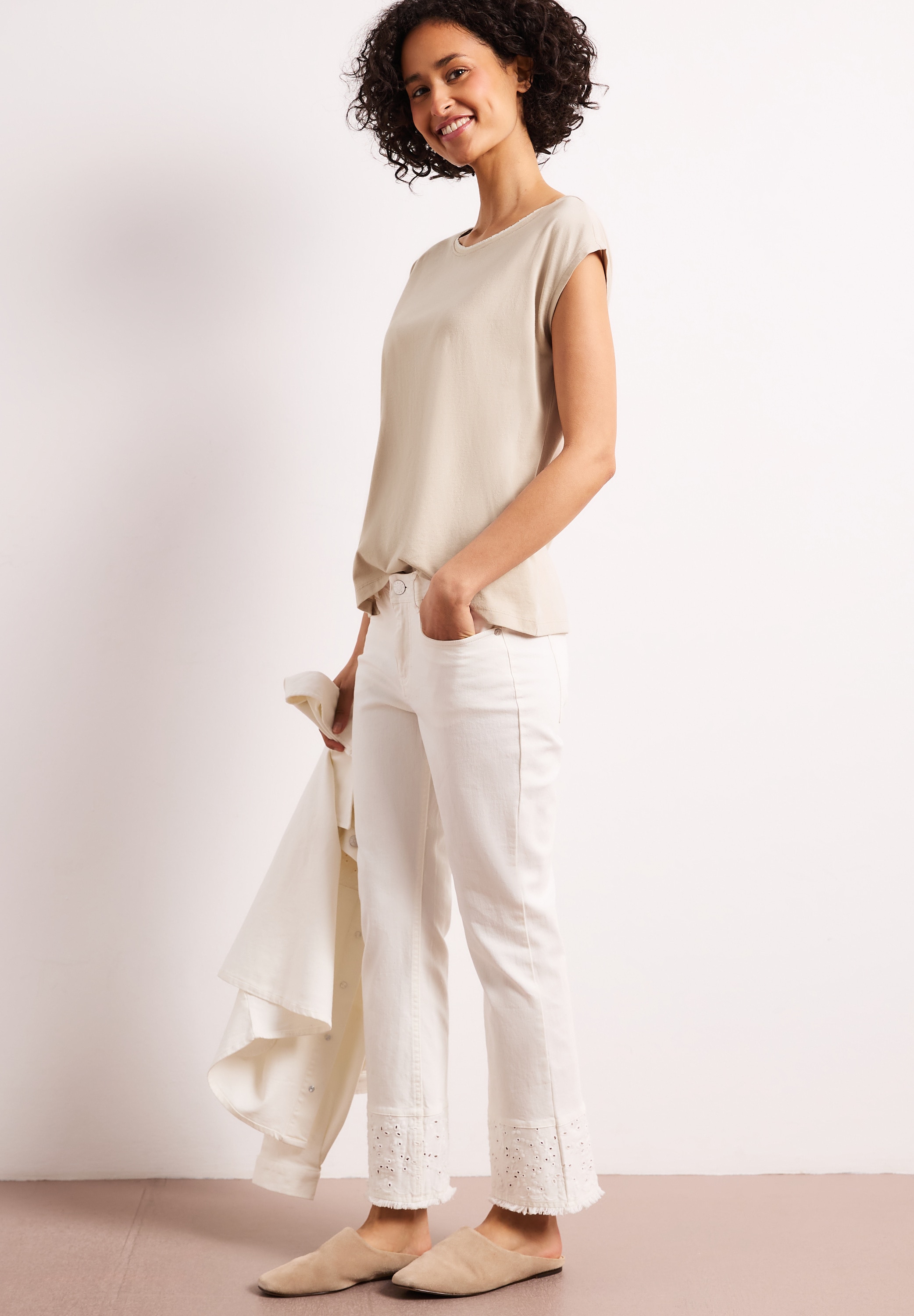 STREET ONE Shirttop Sommershirt mit Deko-Tape
