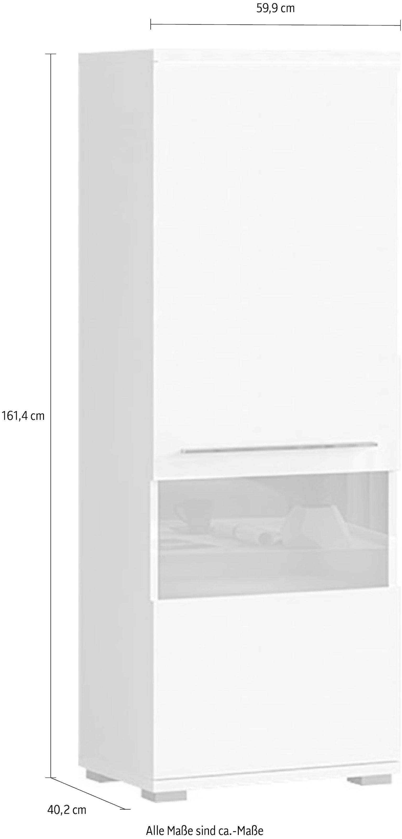 Places of Style Vitrine »Piano«, UV lackiert, Soft-Close Funktion
