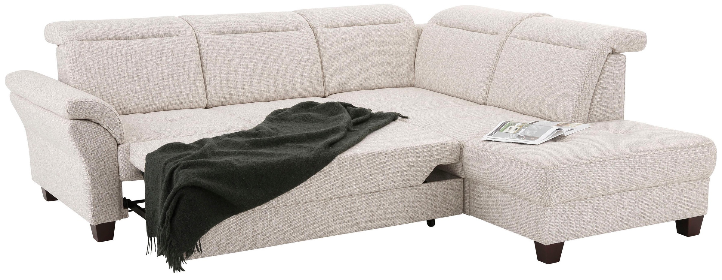 Home affaire Ecksofa »Solvei L-Form«, wahlweise auch mit Kopfteilverstellung und Bettfunktion, Federkern