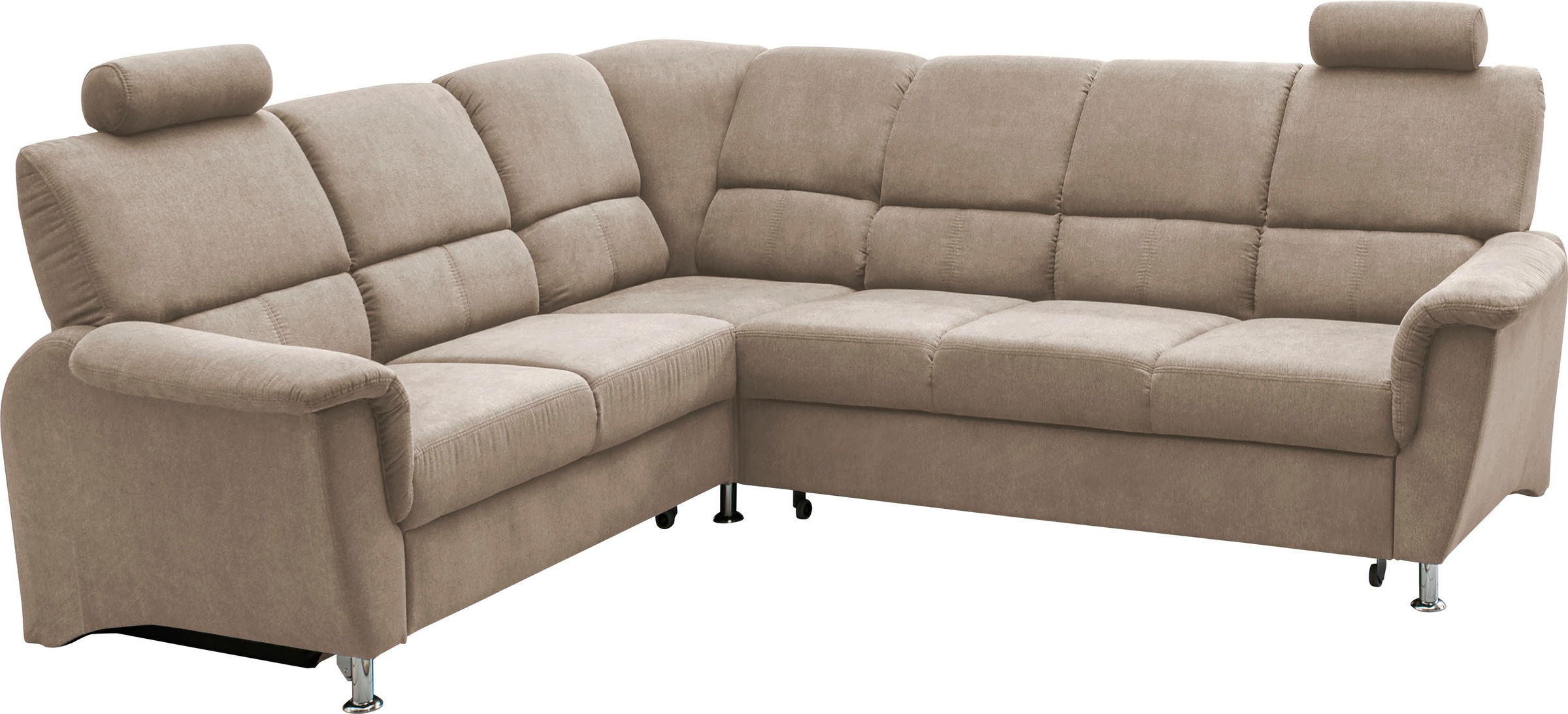 Home affaire Ecksofa »Pisa L-Form, mit Schlaffunktion, Stauraum, 2x höhenverstellbare«, Kopfstützen und Relaxfunktion im Eckelement