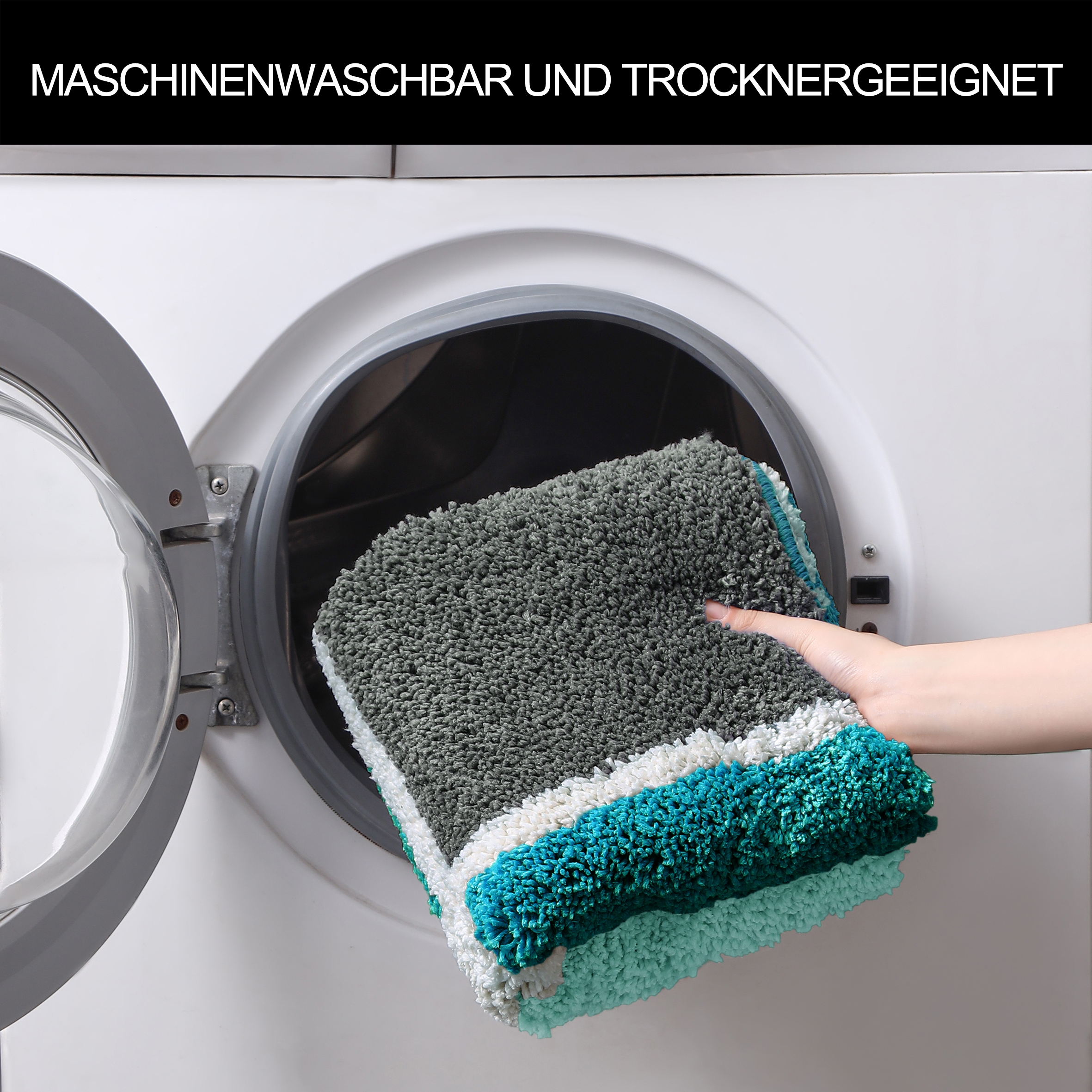 my home Badematte »Anna mit Kachelmuster, Badvorleger, Badezimmer Teppich, Duschvorleger«, rutschhemmend beschichtet, strapazierfähig, Badteppich, Hoch-Tief Effekt, Modern, Weich