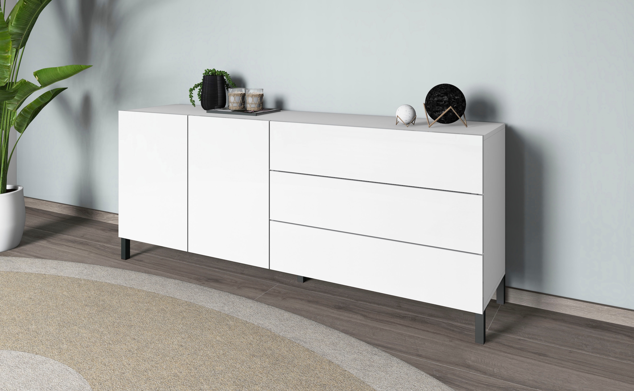 borchardt Möbel Sideboard Metallfüße, grifflose Optik