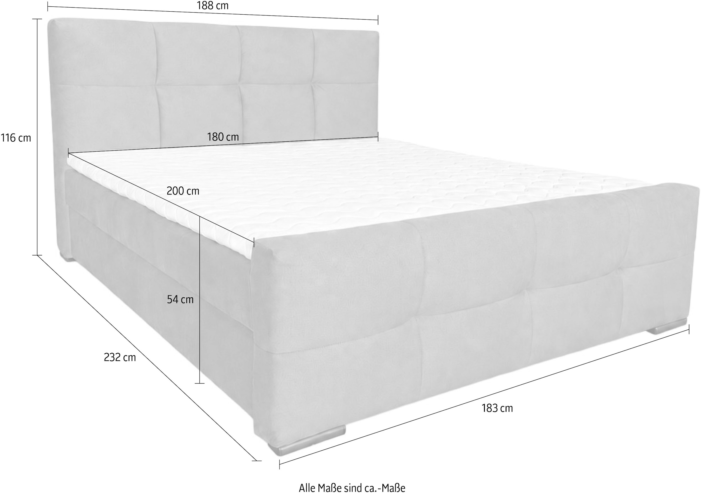 OTTO home Boxbett »FIETTE, Polsterbett mit Bettkasten, inkl. Taschenfederkernmatratze H3« inkl. Kaltschaumtopper, Strukturstoff-Bezug, Liegefläche 180x200 cm