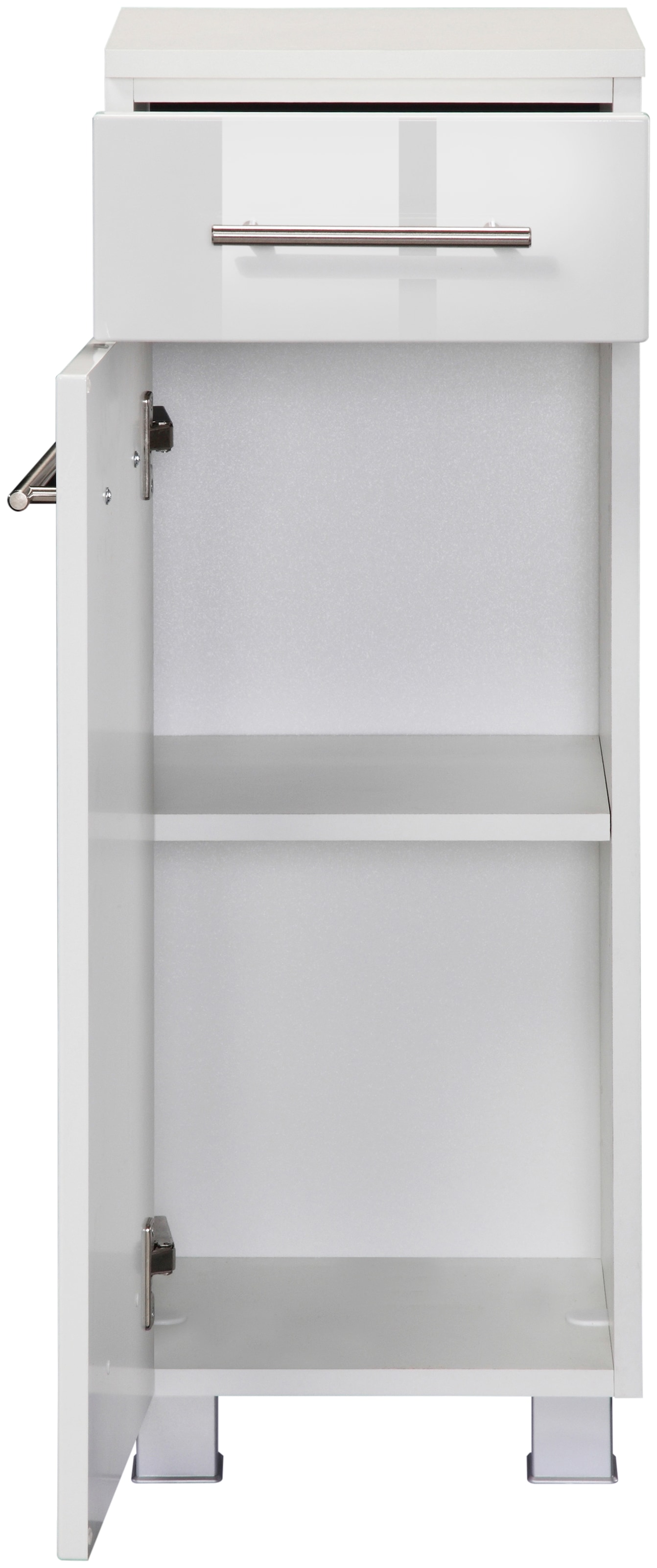 welltime Badmöbel-Set »"Trento", Badezimmer-Set, Hängeschrank, Unterschrank, Midischrank«, (5 St.), Waschbeckenunterschrank, Spiegelschrank inkl. Aufbauleuchte