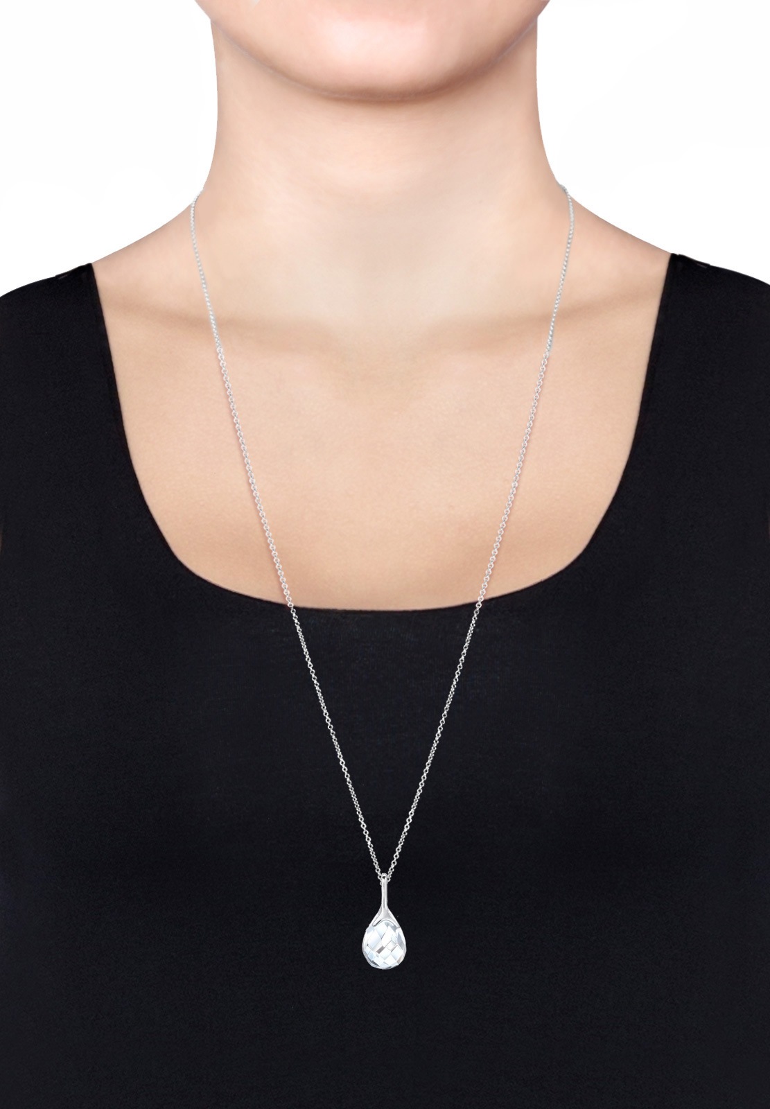 Elli Ohrring und Ketten Set »Schmuckset Tropfen Bergkristall Weiß 925 Sterling Silber«