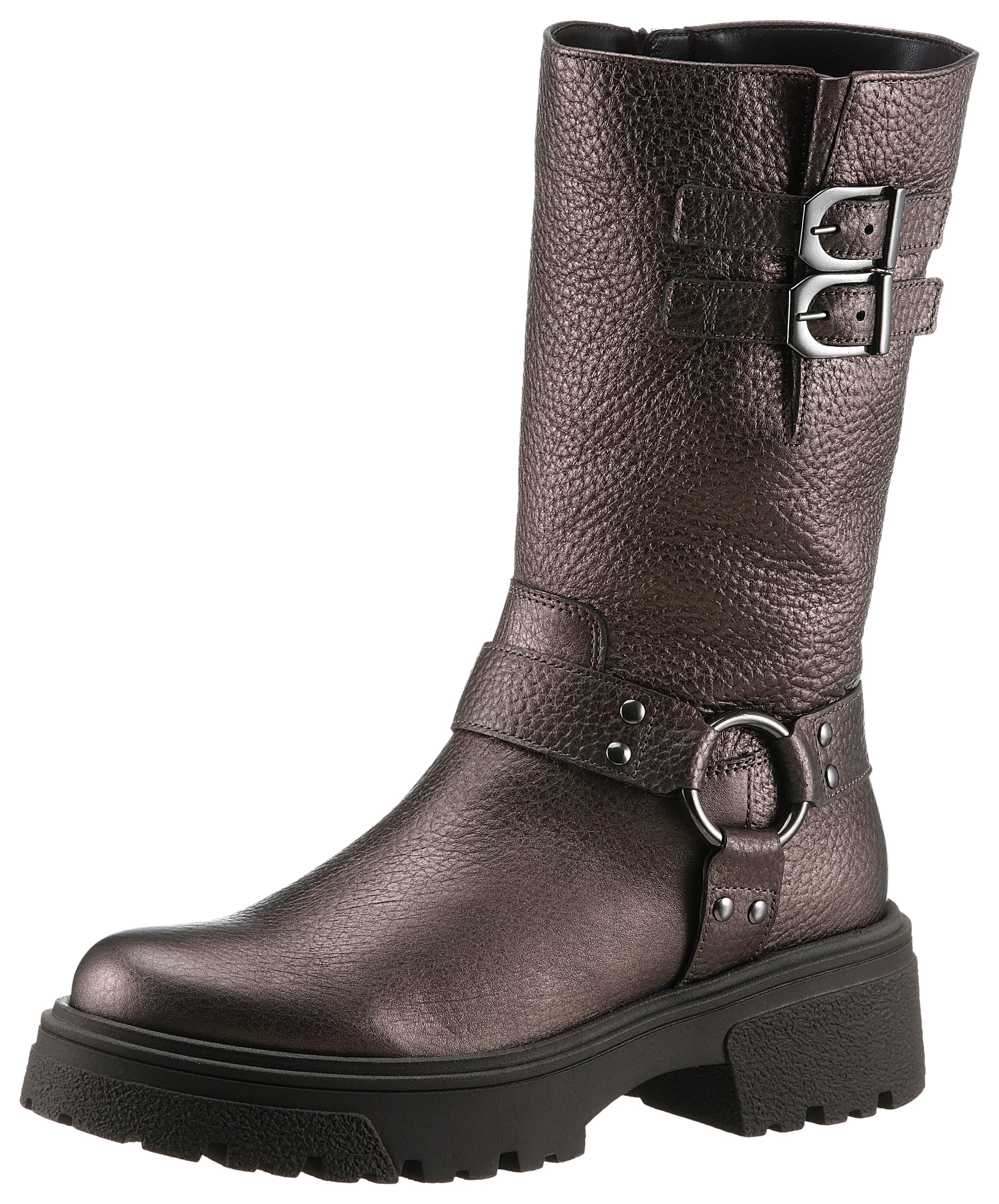 Bikerboots, Blockabsatz, Plateau, Stiefelette, Kurzstiefel mit Best Fitting