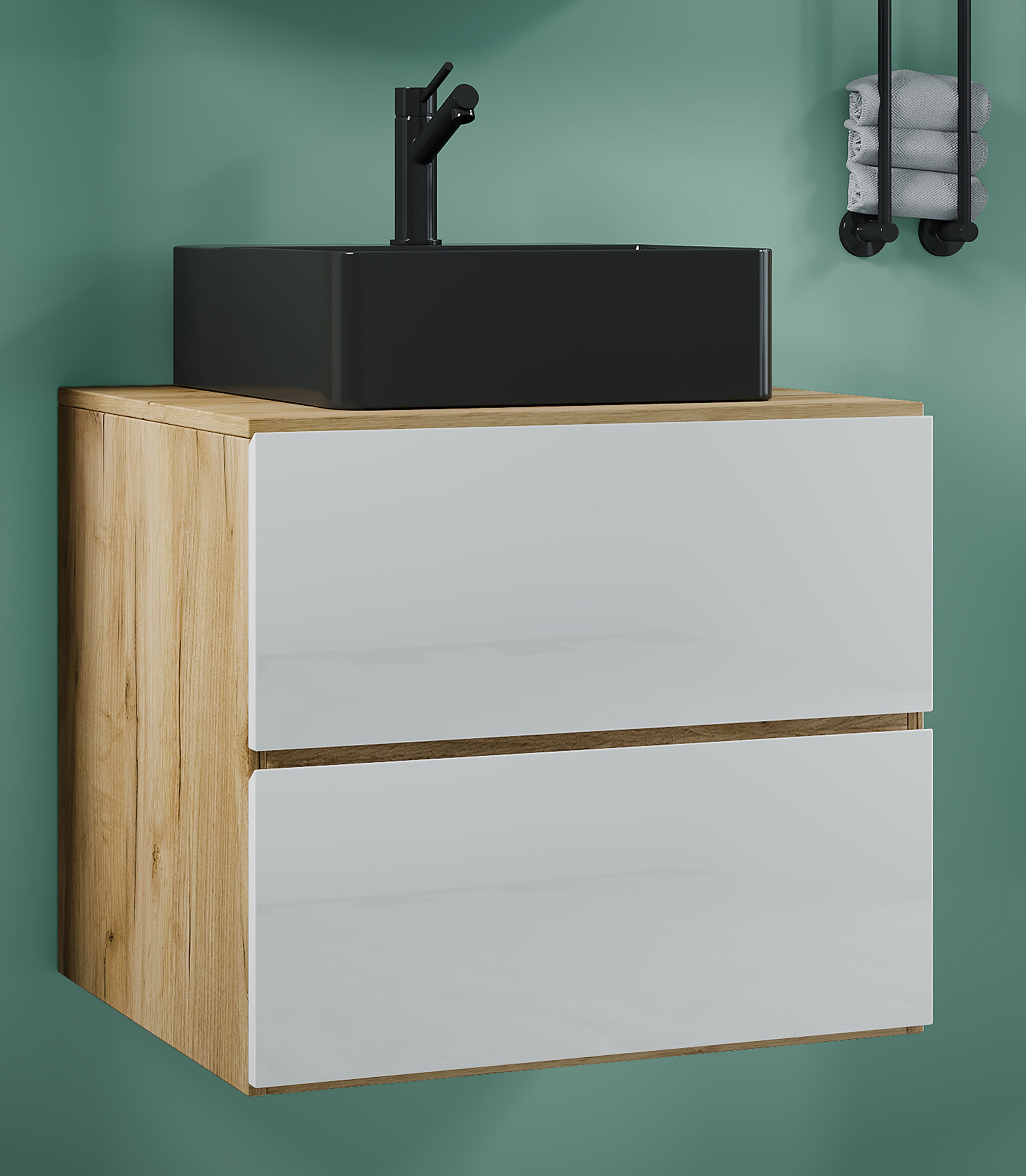 VCM Waschbeckenunterschrank »VCM 2-tlg. Waschplatz Waschtisch Badmöbel Set Waschbecken Lendas S BL Schublade«, (2 St.)