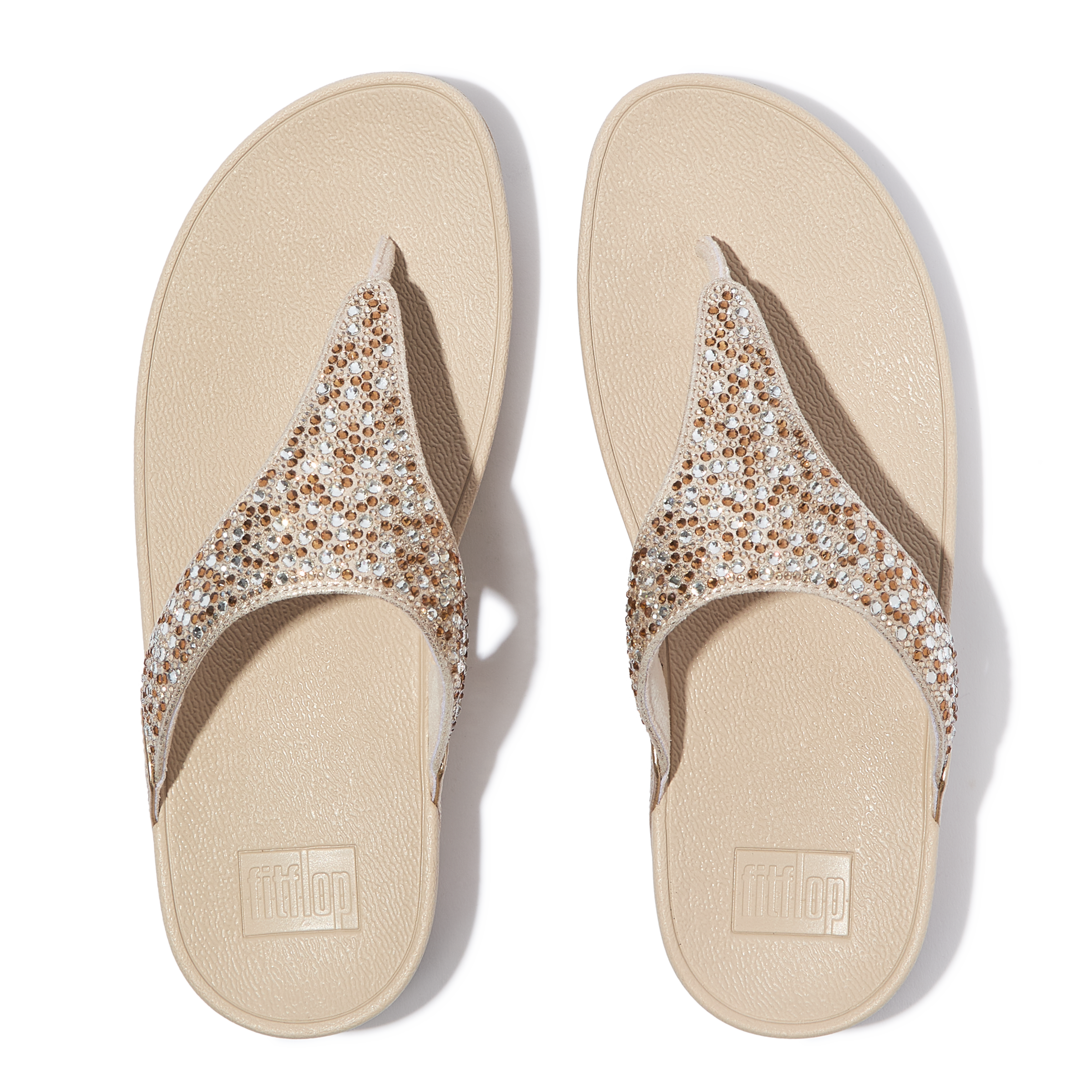 Fitflop Zehentrenner »LULU CRYSTAL-MIX METALLIC TOE-POST SANDALS«  Keilabsatz, Plateauschuh, Dianette mit mehrfarbigen Strasssteinchen
