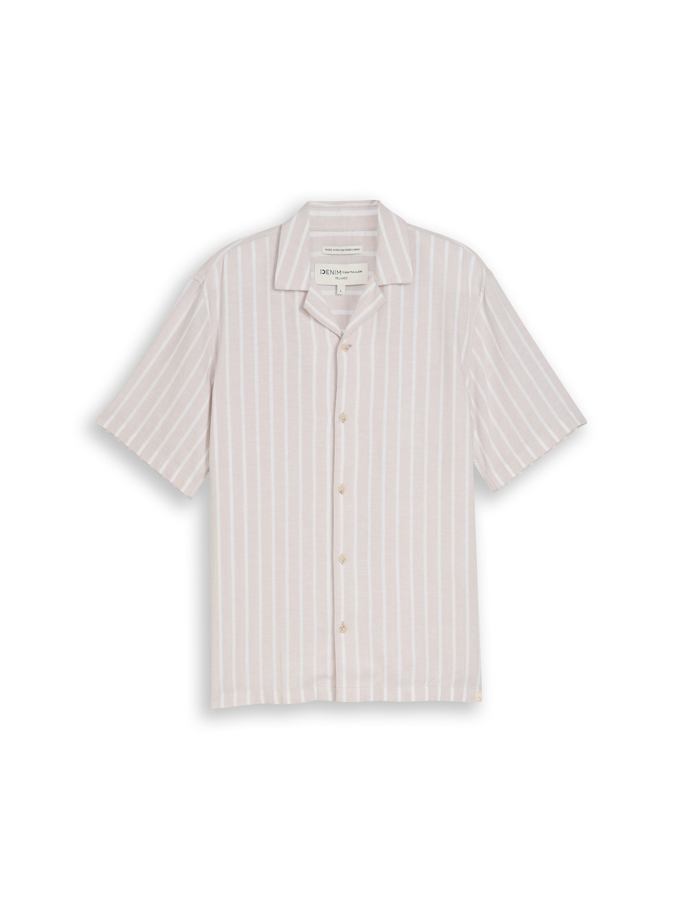 TOM TAILOR Denim Kurzarmshirt Sommerhemd im Streifen-Look und aus Viskose mit Leinen