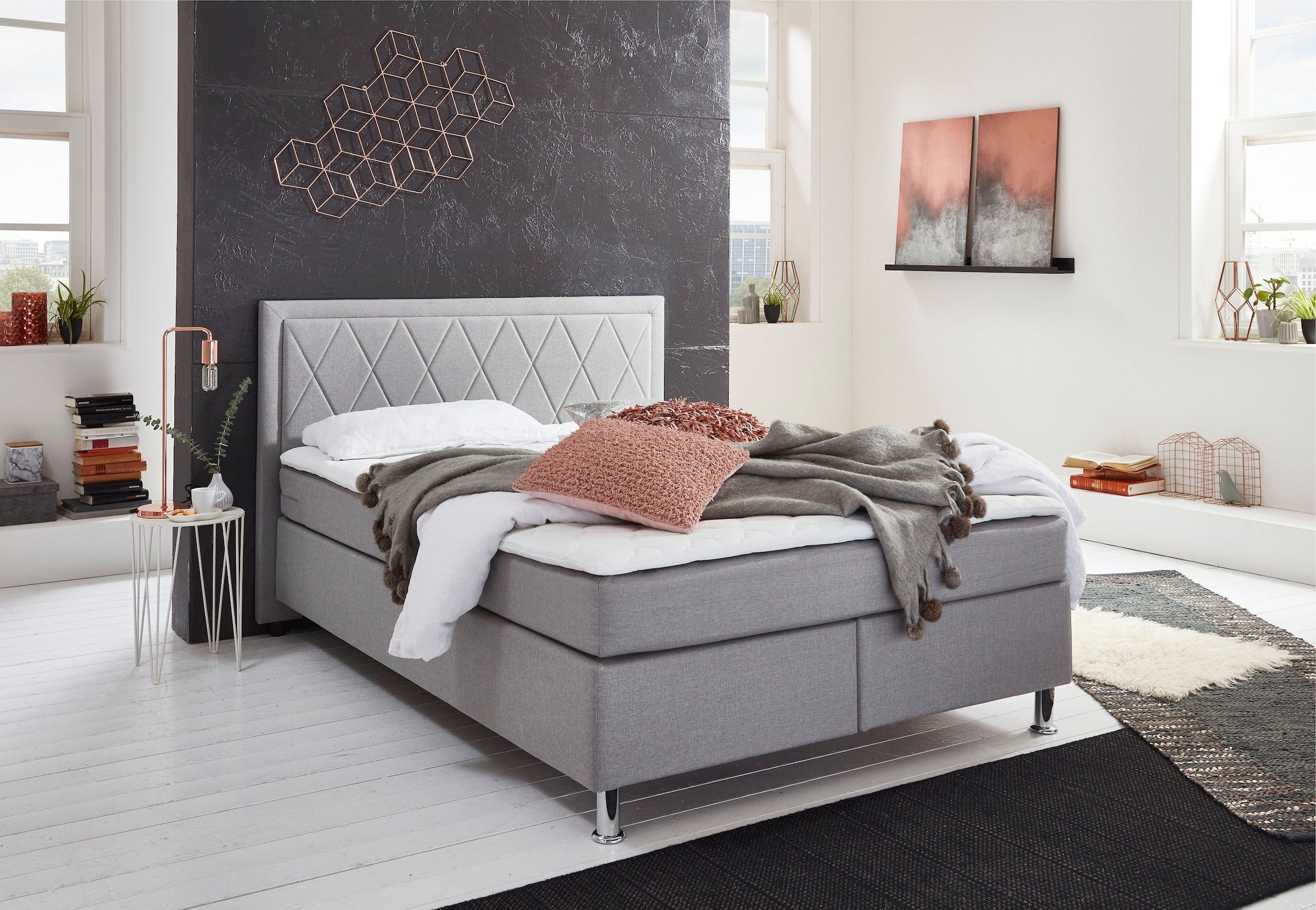 ATLANTIC home collection Boxbett »Helen«, Tonnentaschenfederkern-Matratze und Topper, wahlweise mit Bettkasten