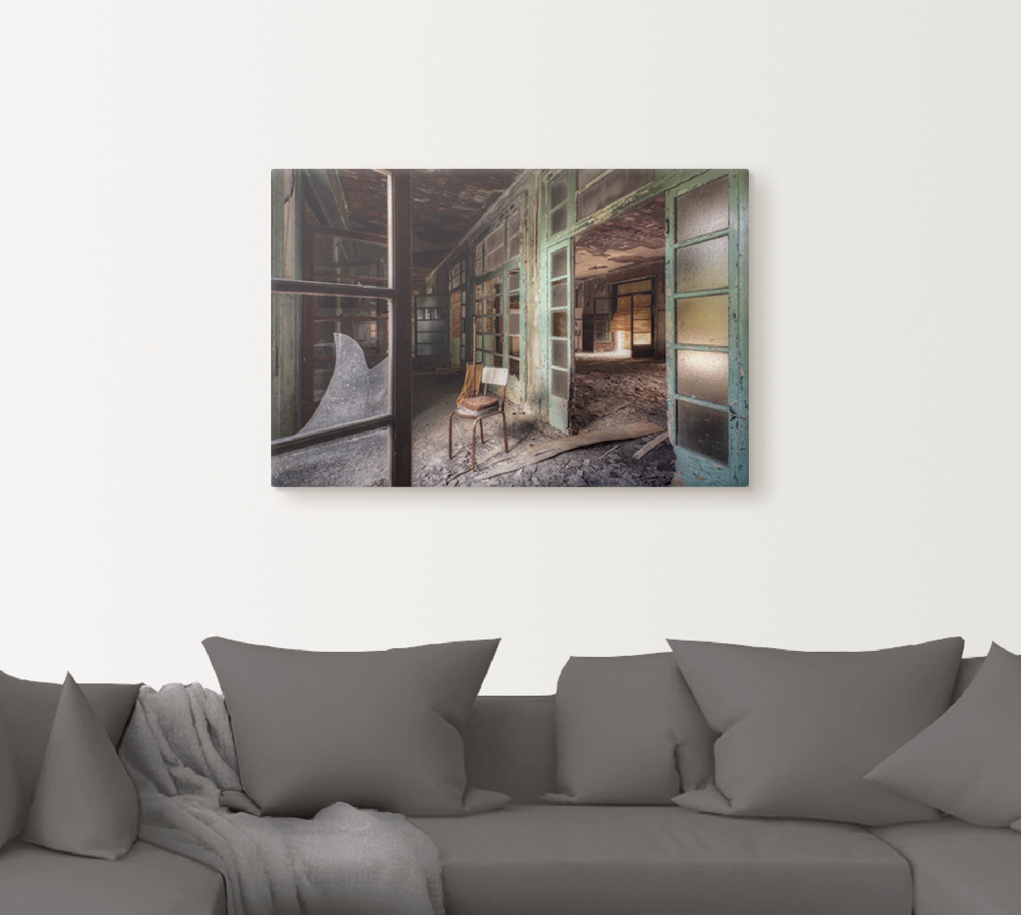 Artland Wandbild »Lost Place - Stuhl - verlassene Orte«, Gebäude, (1 St.), als Alubild, Outdoorbild, Leinwandbild, Poster in verschied. Größen
