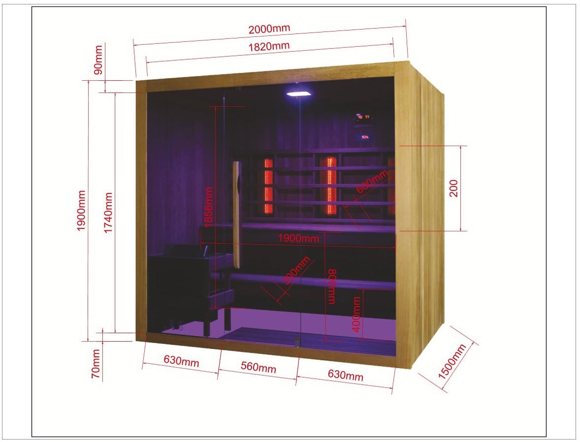 Sanotechnik Sauna »»KOTKA« mit Infrarotkabine« geeignet für 5 Personen, Espenholz