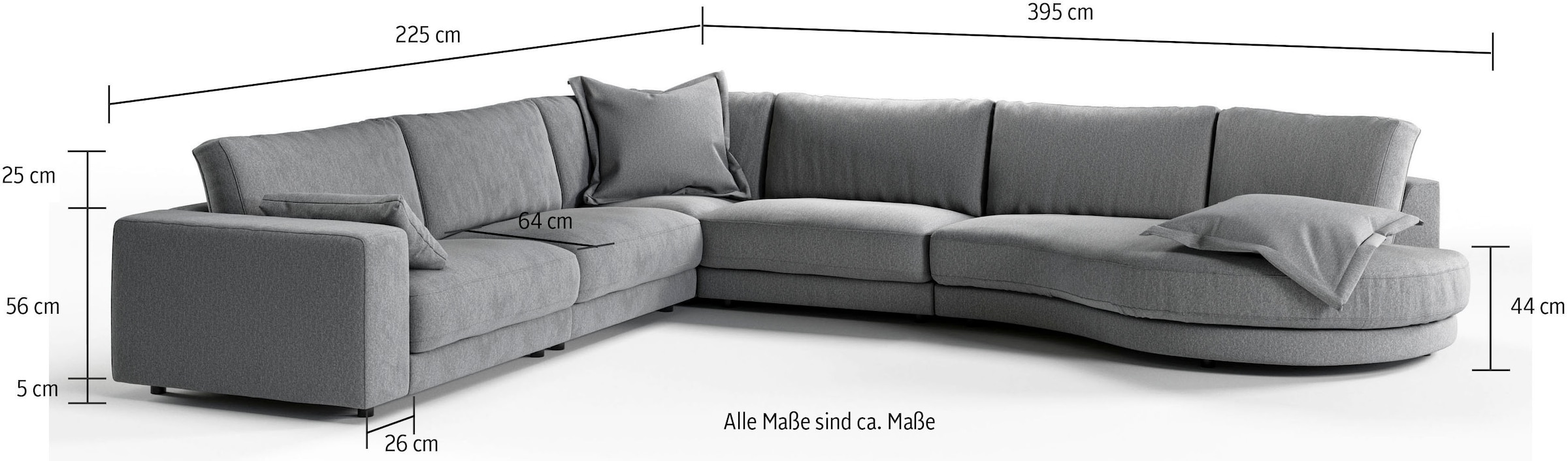 3C Candy Ecksofa »Enisa II, bequem und komfortabel, Mega Familiensofa, L-Form«, incl. 3 Flatterkissen, wahlweise mit Flecken-Schutz-Bezug Easy care