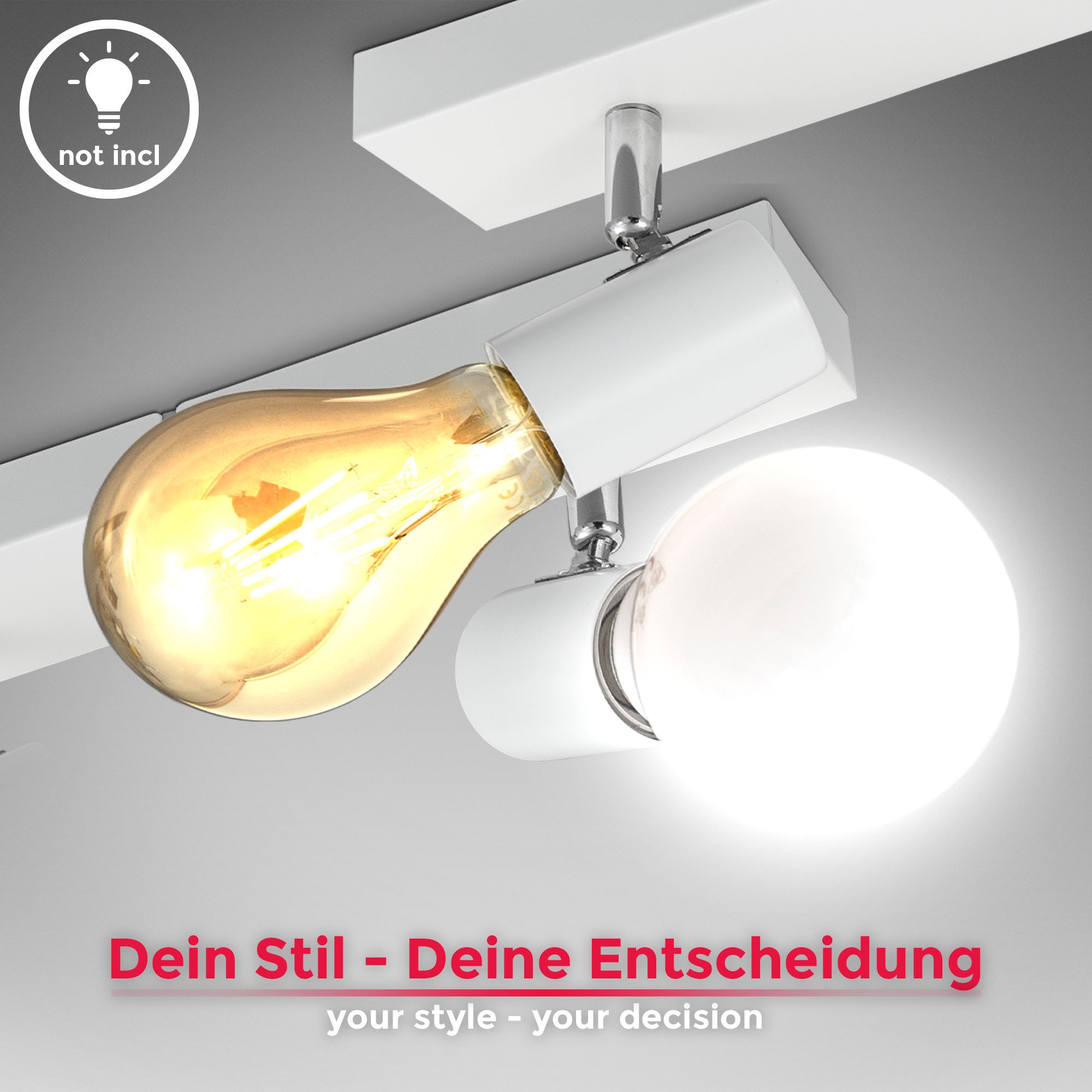 B.K.Licht Deckenspots »BK_DS1361 Vintage Deckenleuchte,Schwenkbar,Landhausstil Deckenstrahler«, 4 flammig, Leuchtmittel E27 | ohne Leuchtmittel, 4-flammig, ohne Leuchtmittel (max. 60W), 63x5x11cm (LxBxH)
