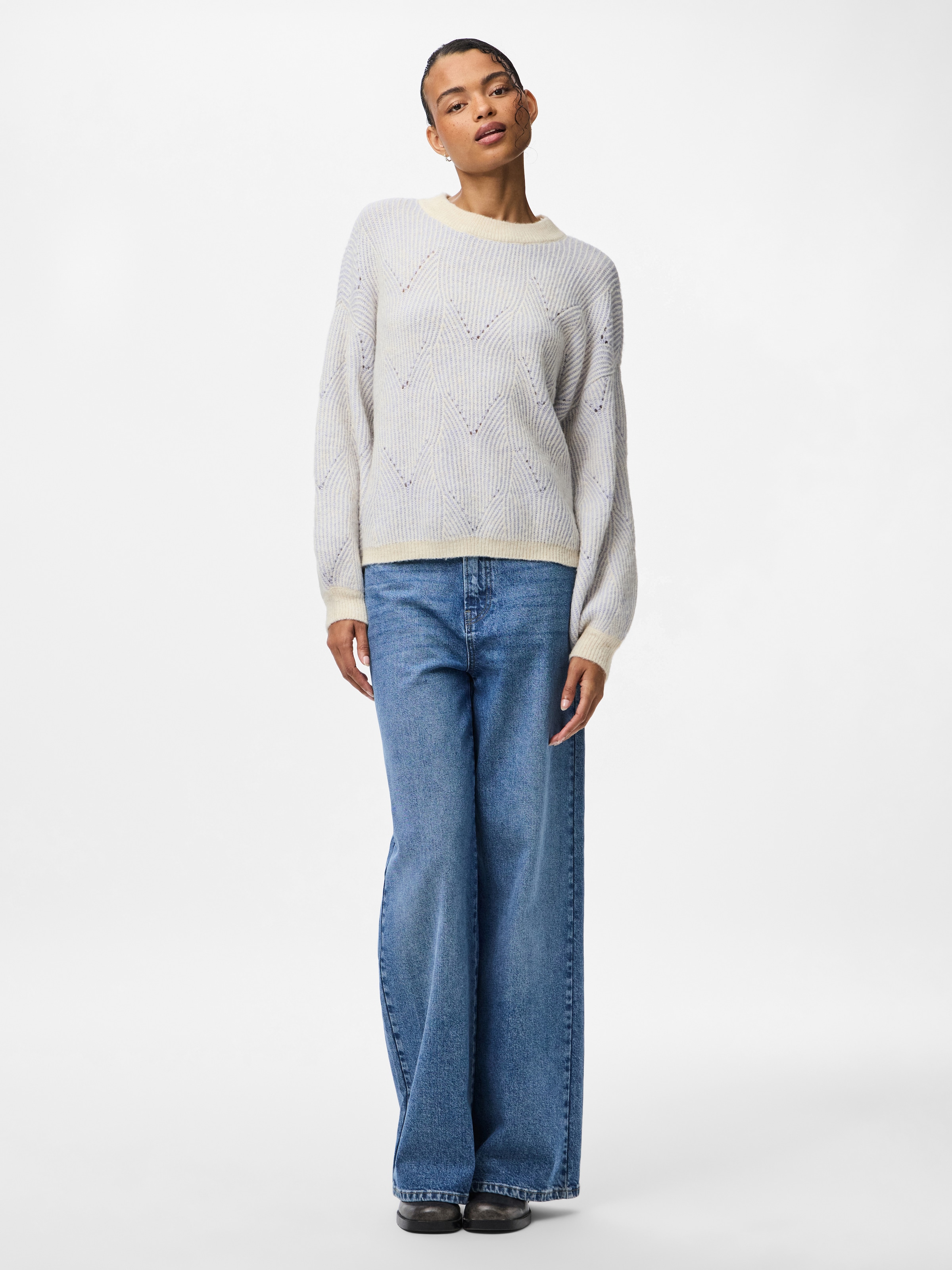 pieces Rundhalspullover »PCJENNA LS O-NECK KNIT NOOS BC«