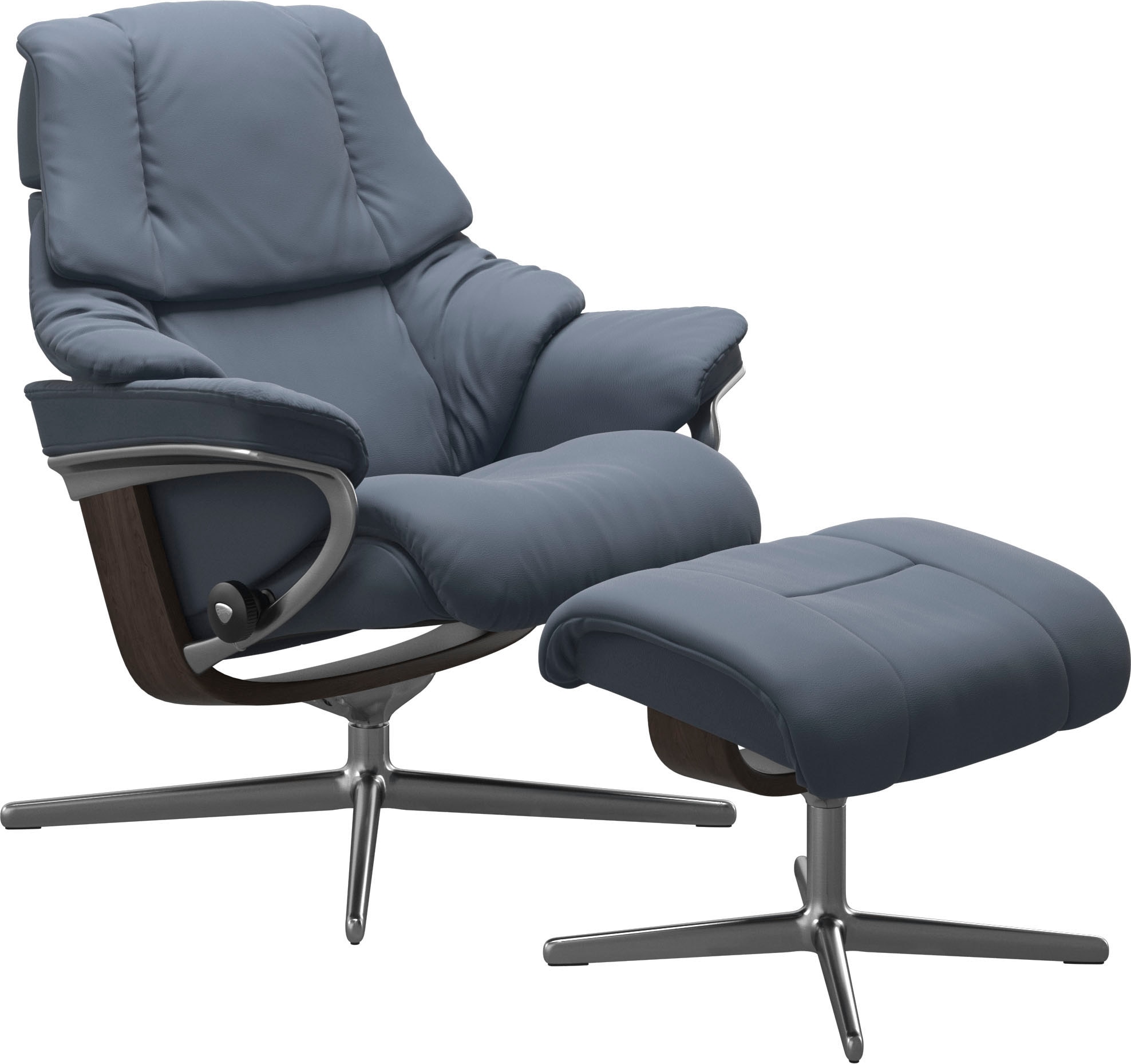 Stressless® Relaxsessel »Reno«, (Set, Relaxsessel mit Hocker), mit Hocker, mit Cross Base, Größe S, M & L, Holzakzent Wenge