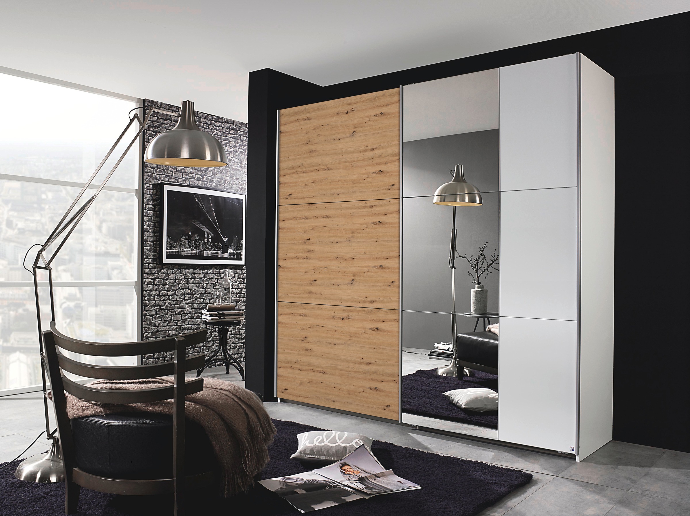 rauch Schwebetürenschrank »Kleiderschrank Garderobe Schlafzimmerschrank TOPSELLER AURELIO«, in geradlinigem Design mit Spiegel MADE IN GERMANY