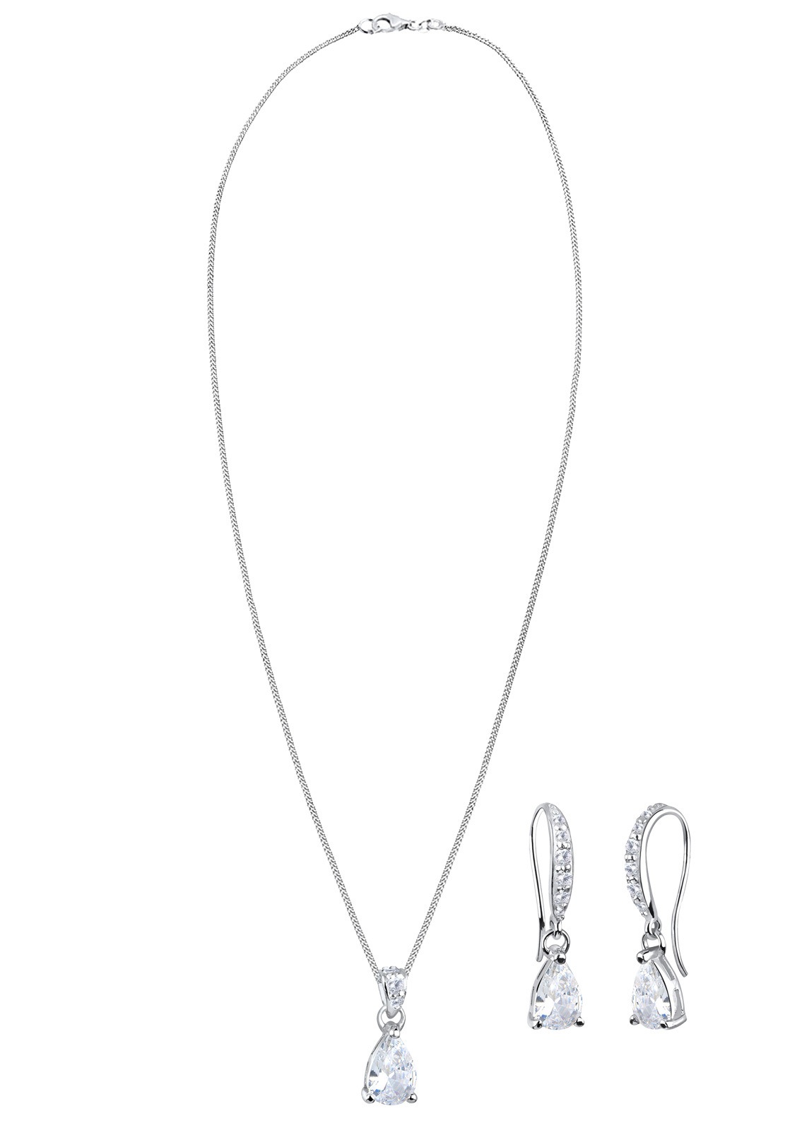 Elli Ohrring und Ketten Set »Schmuckset Ohrhänger und Anhänger mit Zirkonia 925 Sterling Silber«