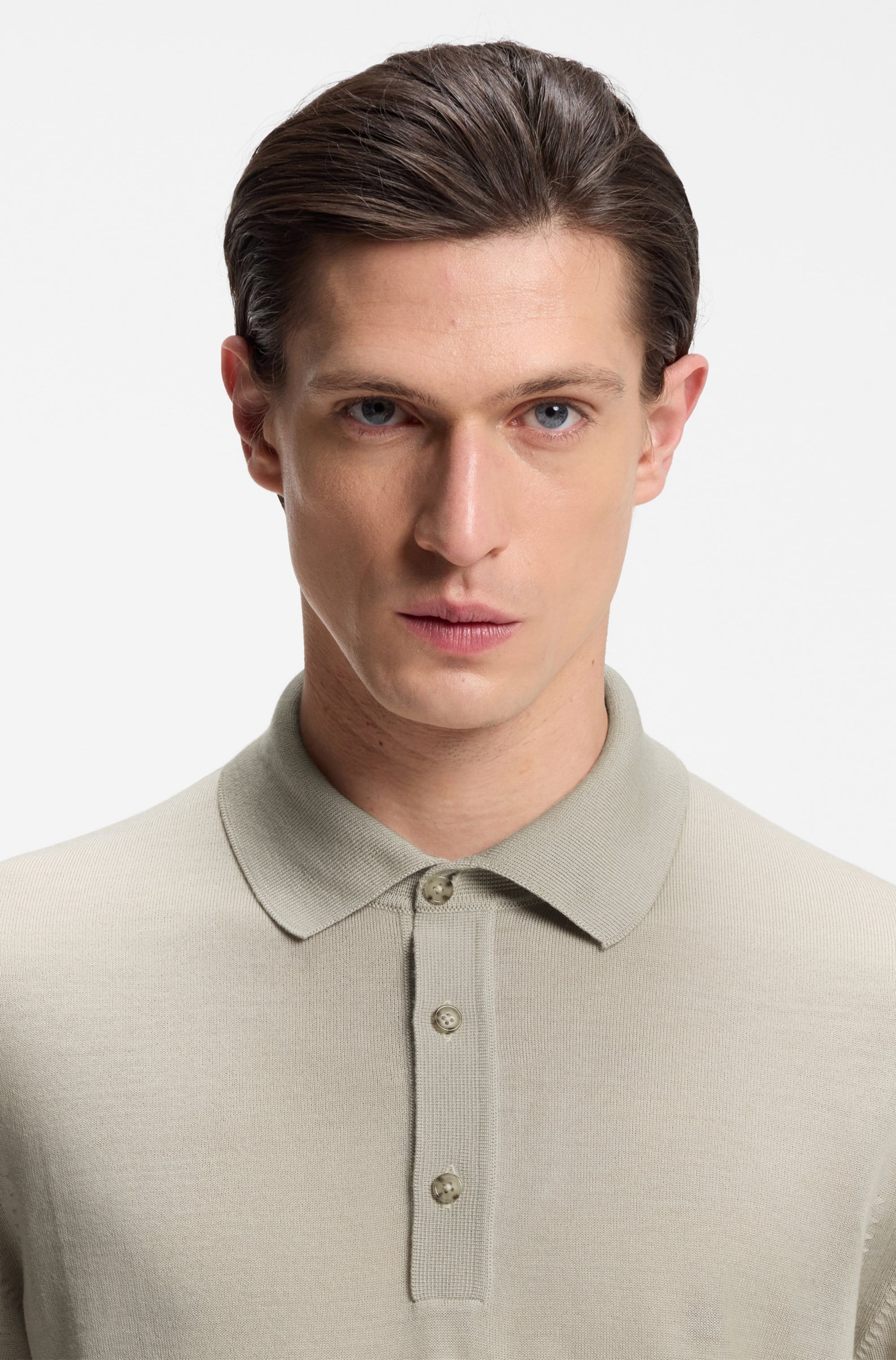 BOSS Kurzarmpullover »Nolano« aus Schurwolle, Polokragen