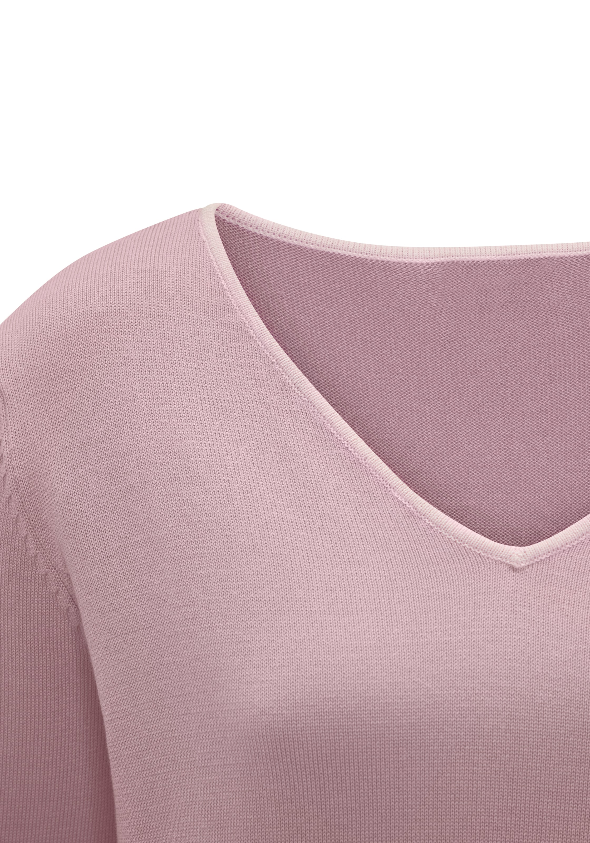 Vivance V-Ausschnitt-Pullover »mit Kontrastkanten an den Abschlüssen« Basic-Pullover mit V-Ausschnitt, weicher Feinstrickpullover, casual