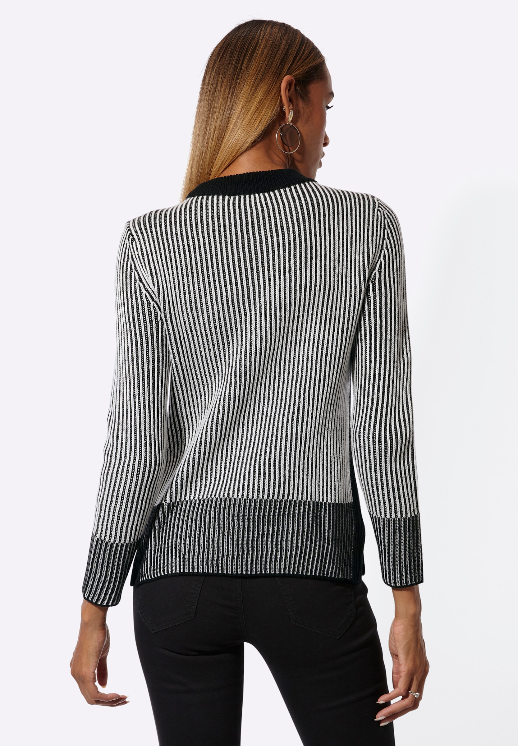 creation L Longpullover »Pullover Rundhalspullover im modernen Rippenstrick«