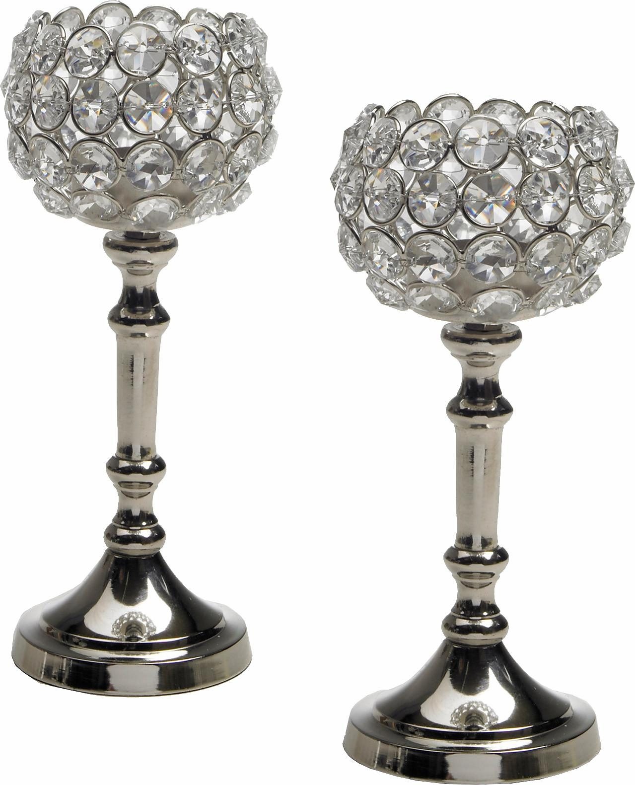 Home Affaire Teelichthalter »Kristall« in silberfarben, Größe B/H/T: 9 cm x 20 cm x 9 cm