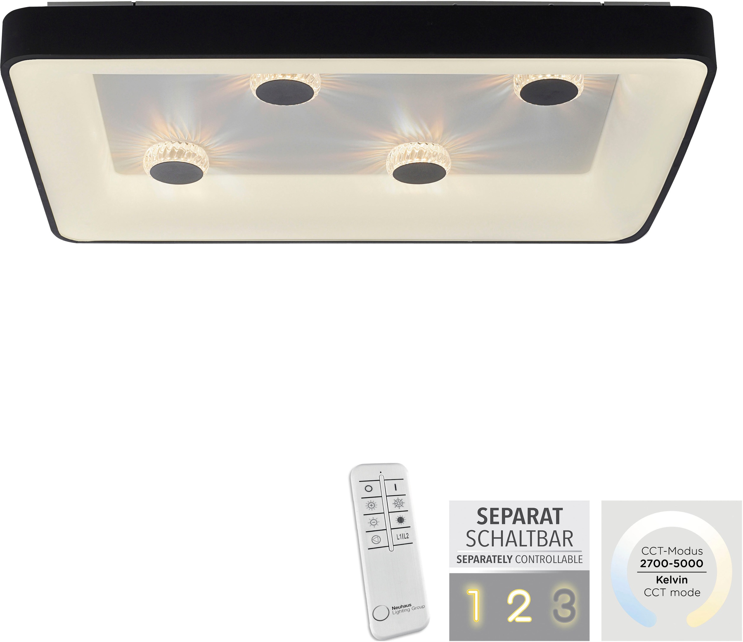 JUST LIGHT Deckenleuchte »VERTIGO« LED-Board 1 Stk. warmweiß - kaltweiß