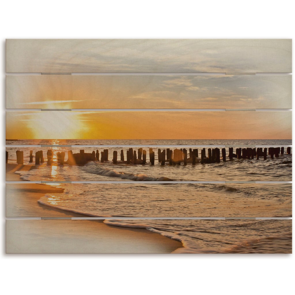 Artland Holzbild »Schöner Sonnenuntergang am Strand«, Strandbilder, (1 St.)