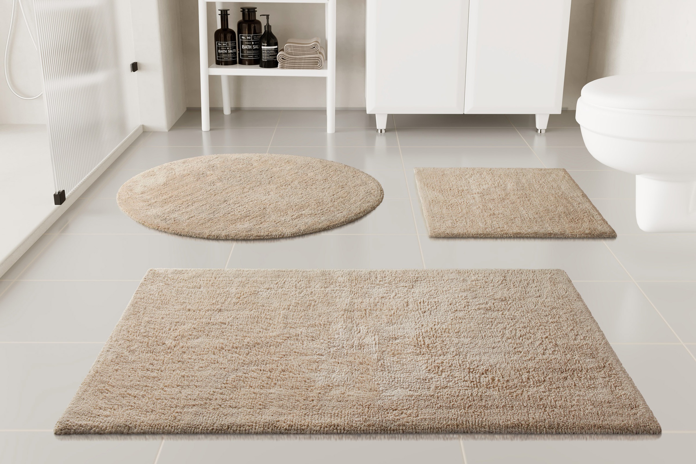 OTTO home Badematte »Selenne« Höhe 20 mm rutschhemmend beschichtet fußbodenheizungsgeeignet Badteppich, getuftet, modern, Uni, antirutsch, flauschig, Baumwolle