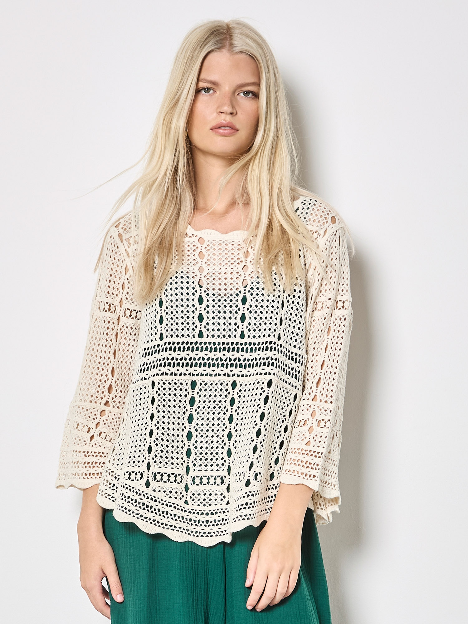 Apricot Klassische Bluse »Häkeloberteil« mit Glockenärmeln