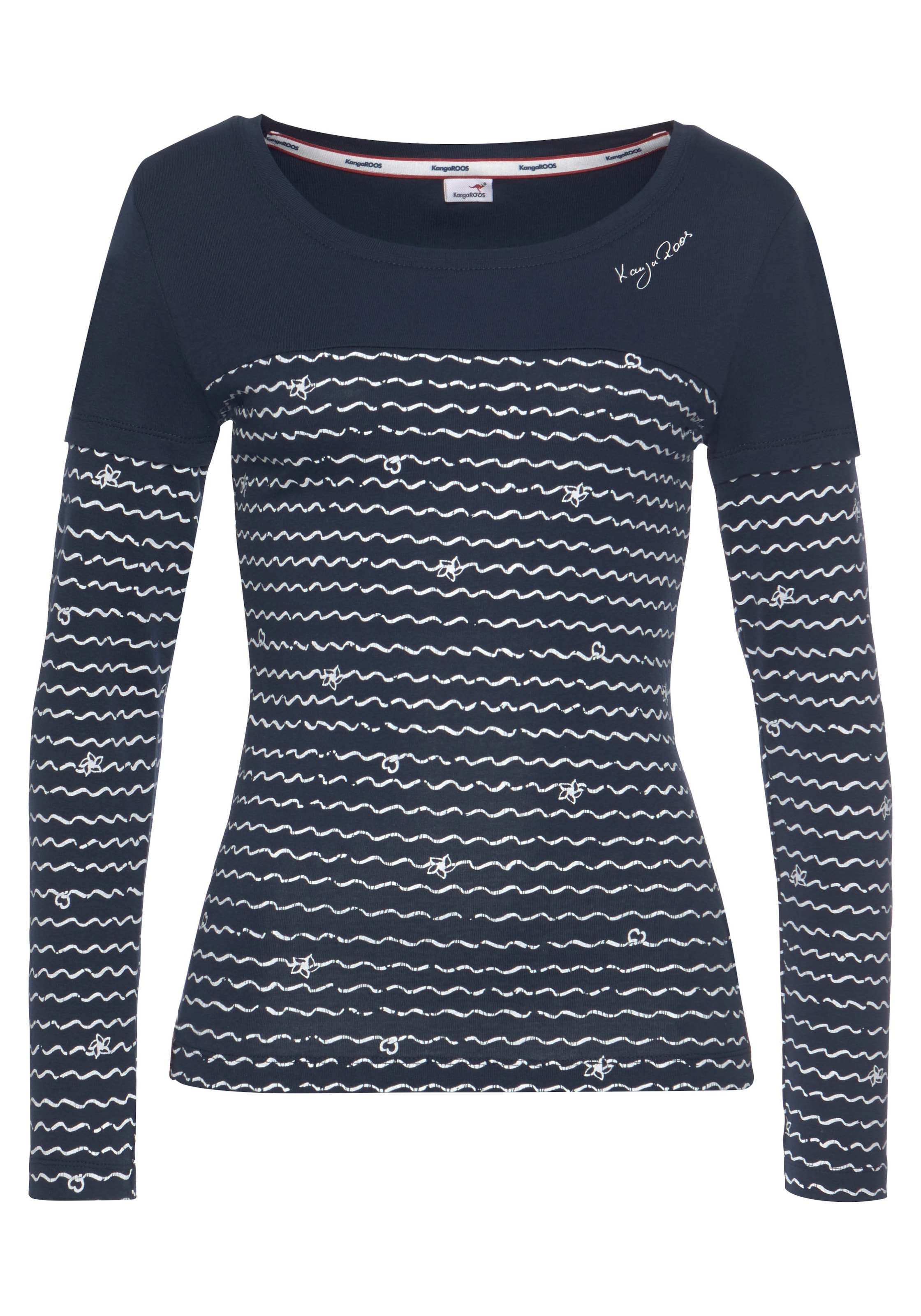 KangaROOS 2-in-1-Langarmshirt, Langarm, bedruckt und gemustert, für die Freizeit, aus Baumwolle
