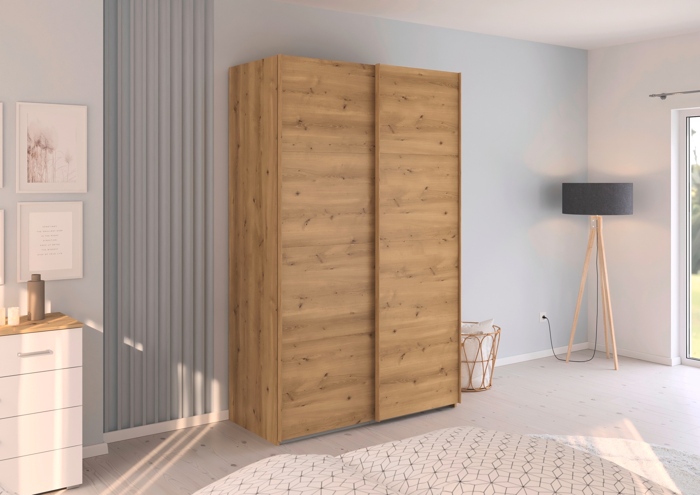 rauch Schwebetürenschrank »Kleiderschrank Schrank Garderobe Schlafzimmerschrank EVELYN«, in elegantem Stil, in 5 Breiten, Griffe in Korpusfarbe MADE IN GERMANY