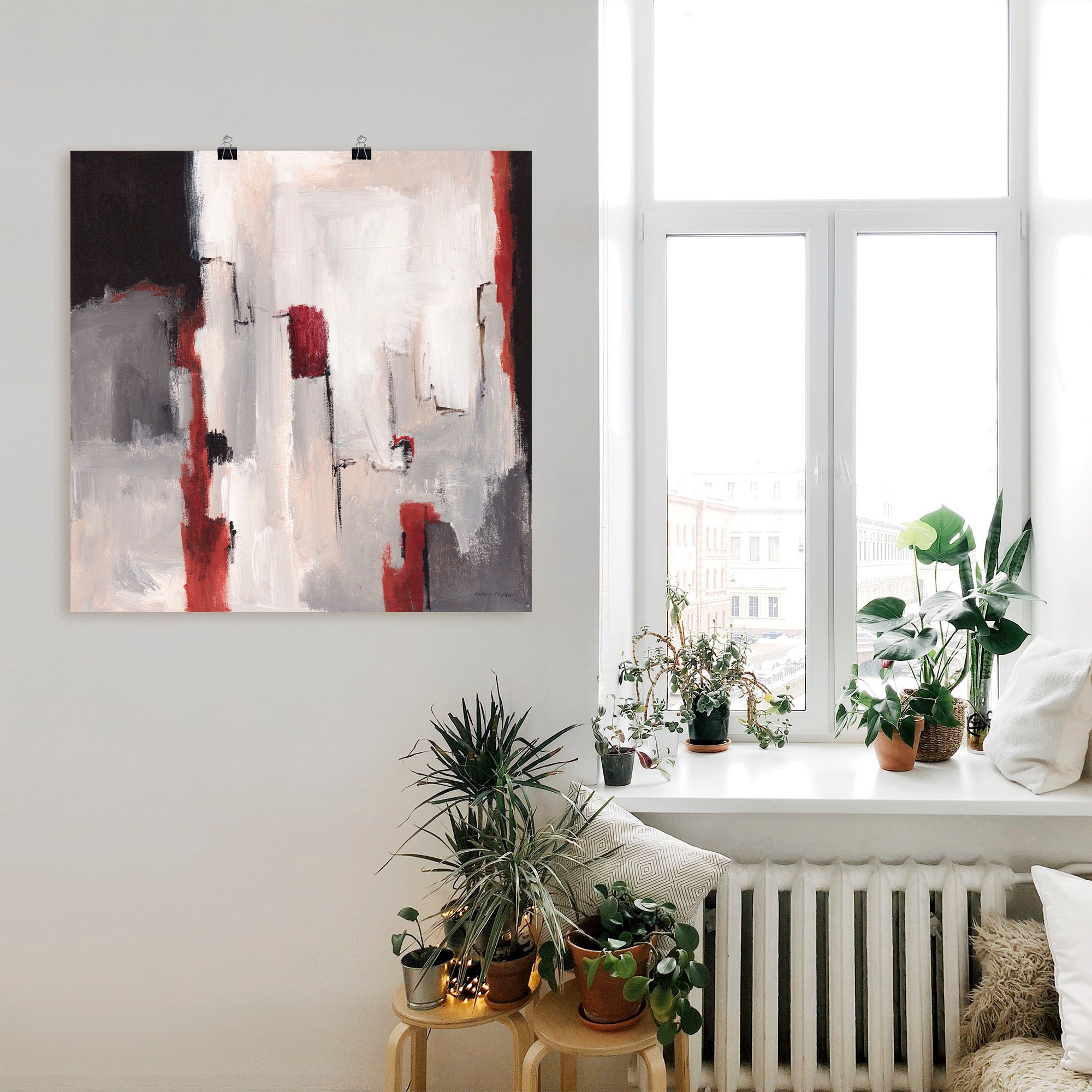 Artland Wandbild »Rot an Grau II«, Gegenstandslos, (1 St.), als Leinwandbild, Poster in verschied. Größen