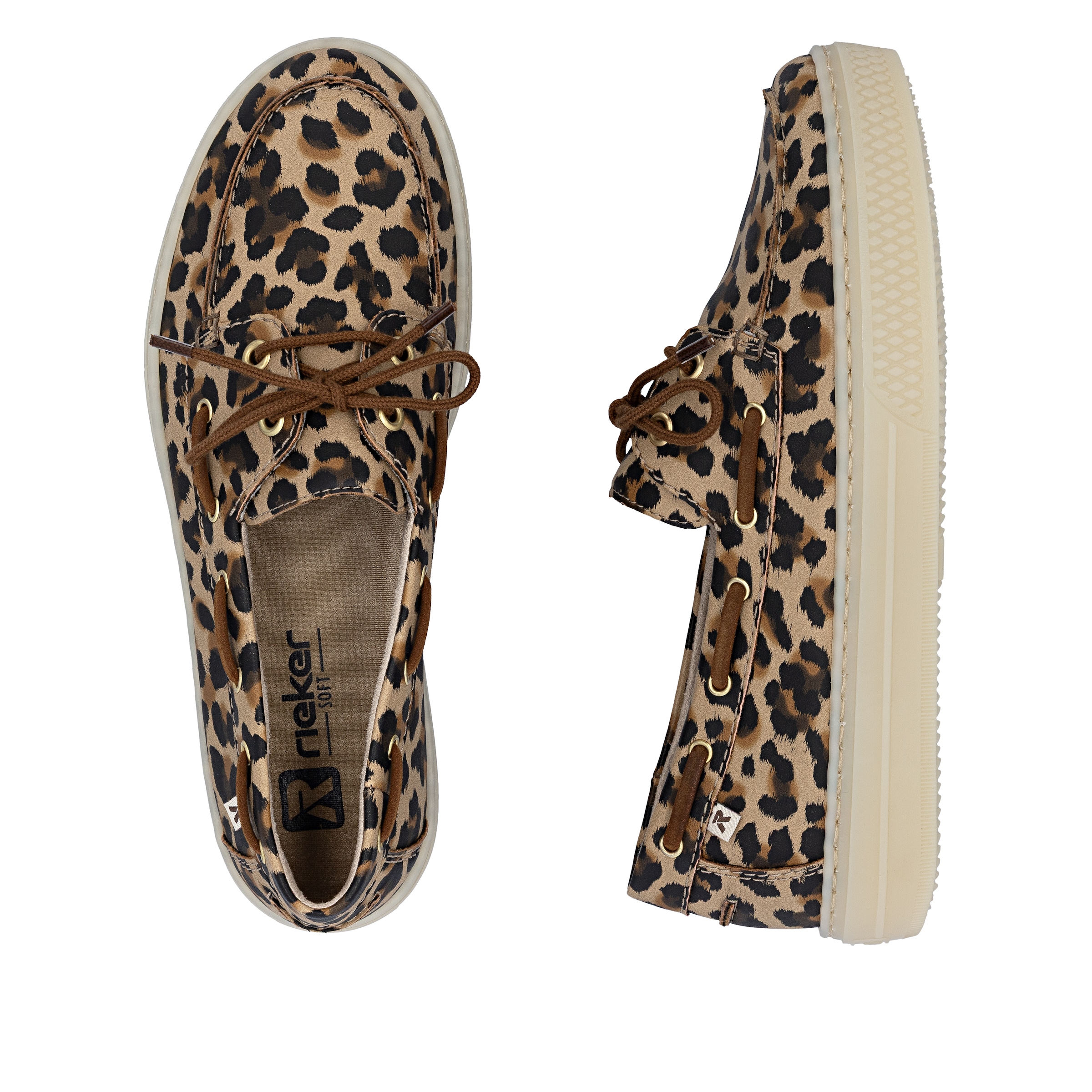 Rieker Bootsschuh  Schnürer, Mokassin, Halbschuh im Leo-Look