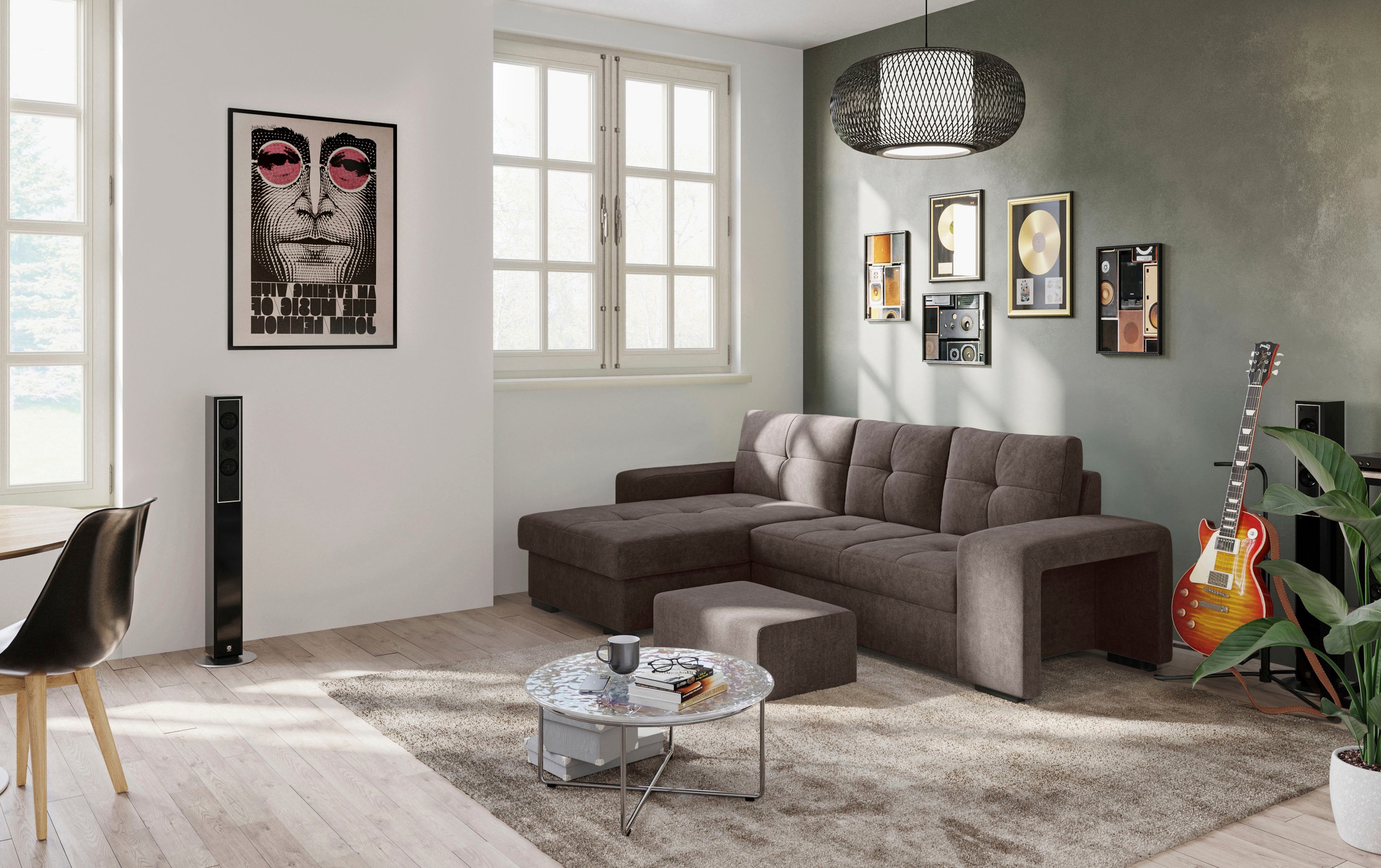 COTTA Ecksofa »Mattina L-Form«, mit Hocker, wahlweise mit Bettfunktion & Bettkasten