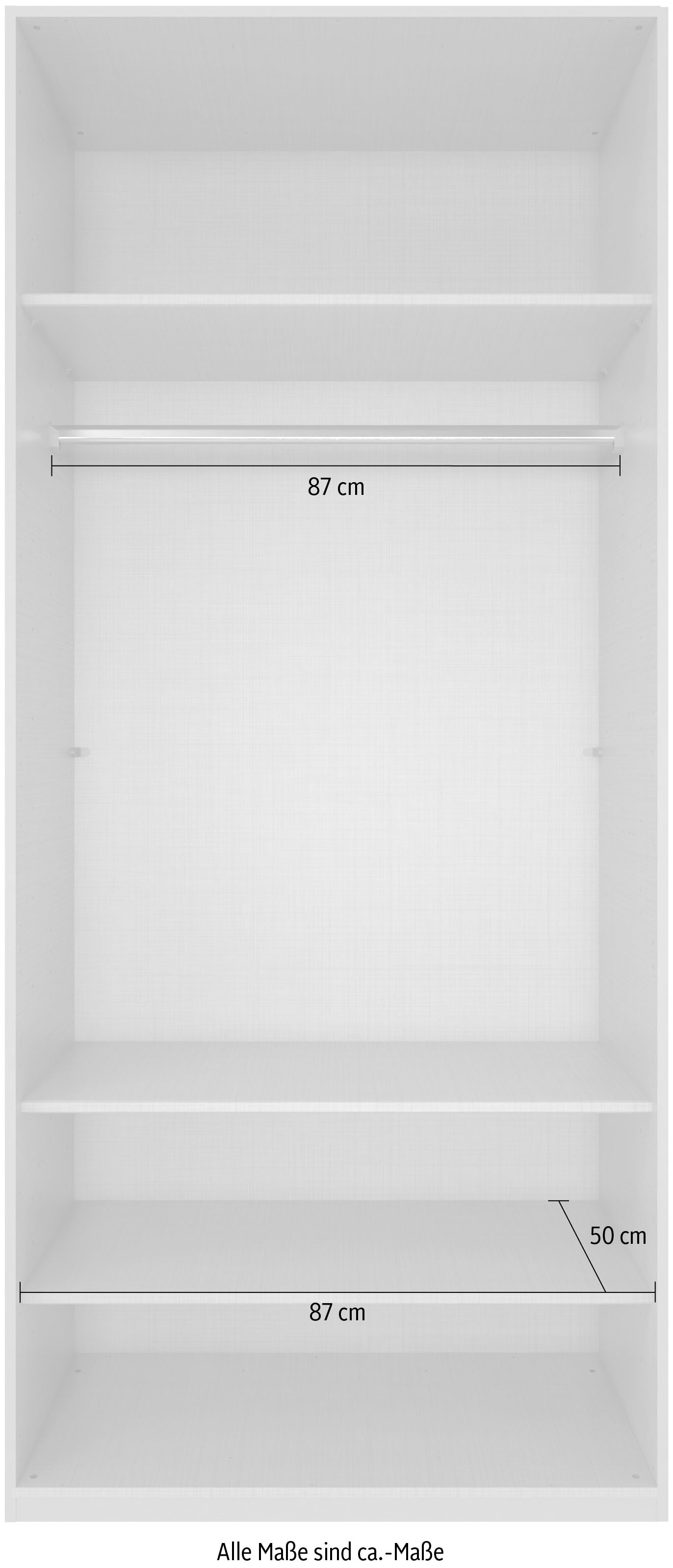 Wimex Kleiderschrank »Mugano,in 8 Breiten,3 Höhen,2 Tiefen, viele Farben, Made in Germany«, (in Basic oder Premium Ausstattung mit 2 weiteren Einlegeböden), mit langen oder kurzen Griffen aus Metall, mit oder ohne Spiegel