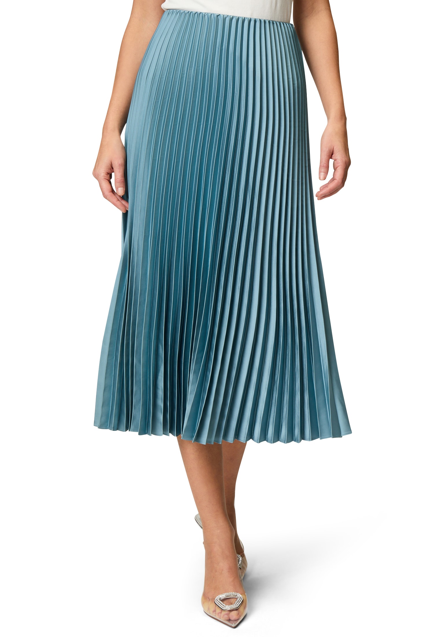 Zero Satinrock »Satin-Rock Midi mit Plisseefalten«