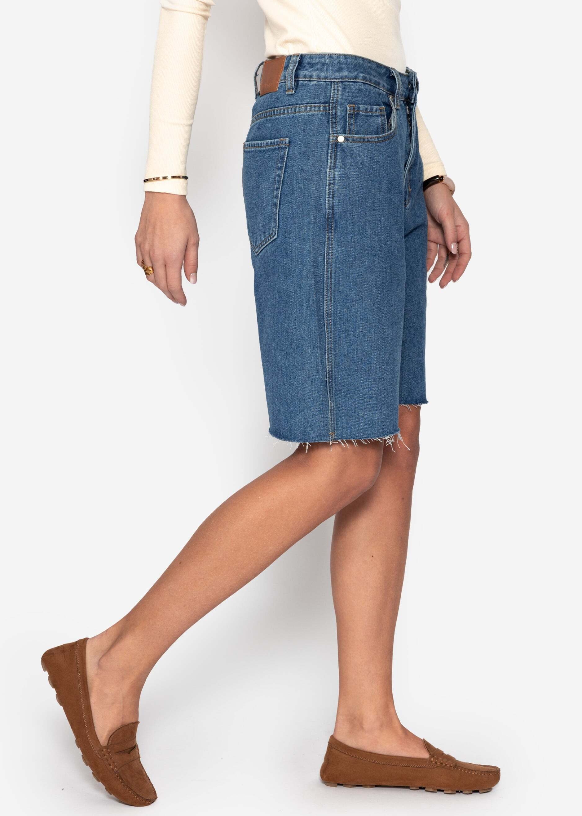 SASSYCLASSY Shorts »Bermuda Jeans Shorts«  Zeitlose Baumwollshorts im 5 Pocket Design und lockerer Passform Blau