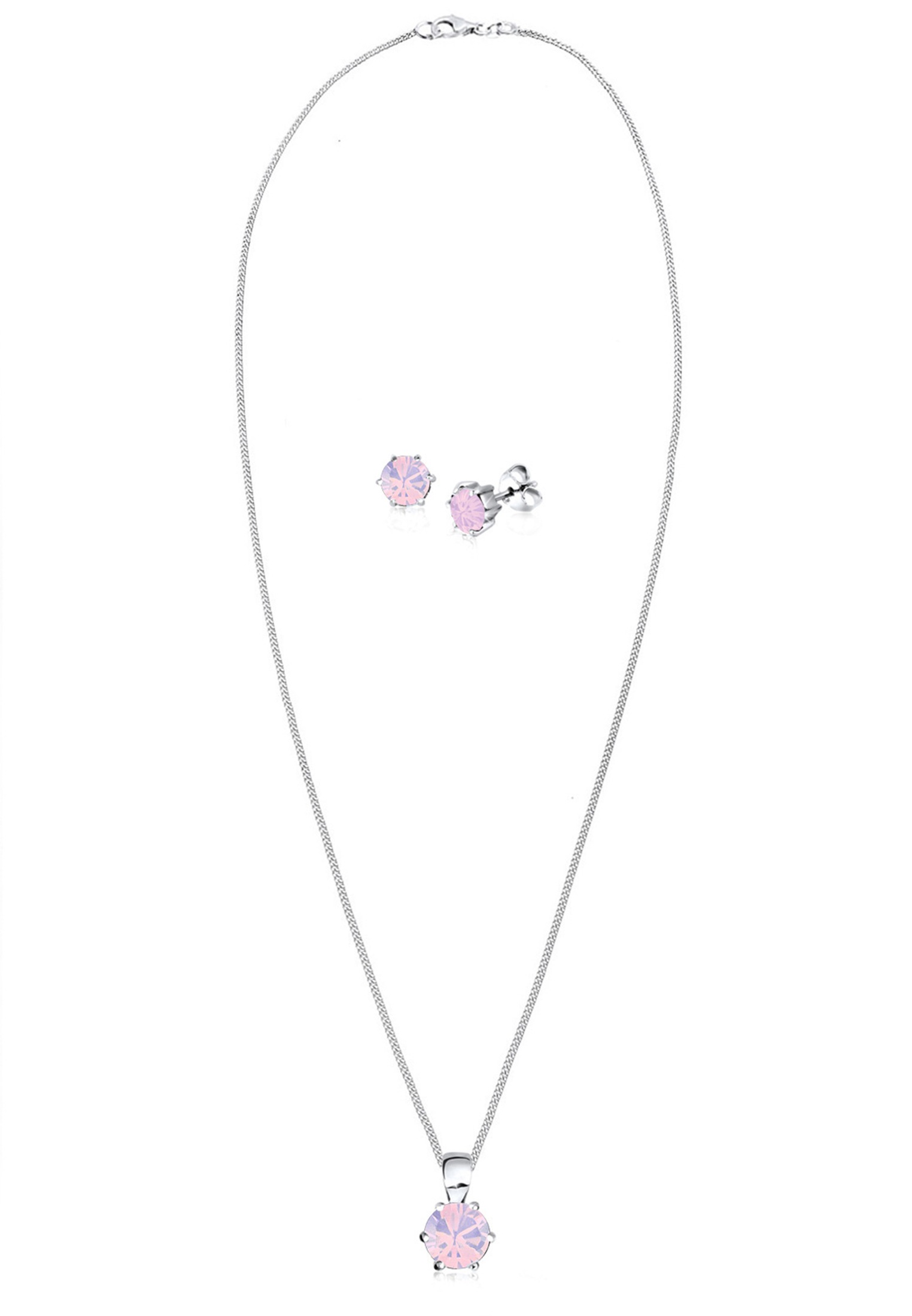 Elli Ohrring und Ketten Set »Schmuckset Glas Kristalle Weiß 925 Sterling Silber«