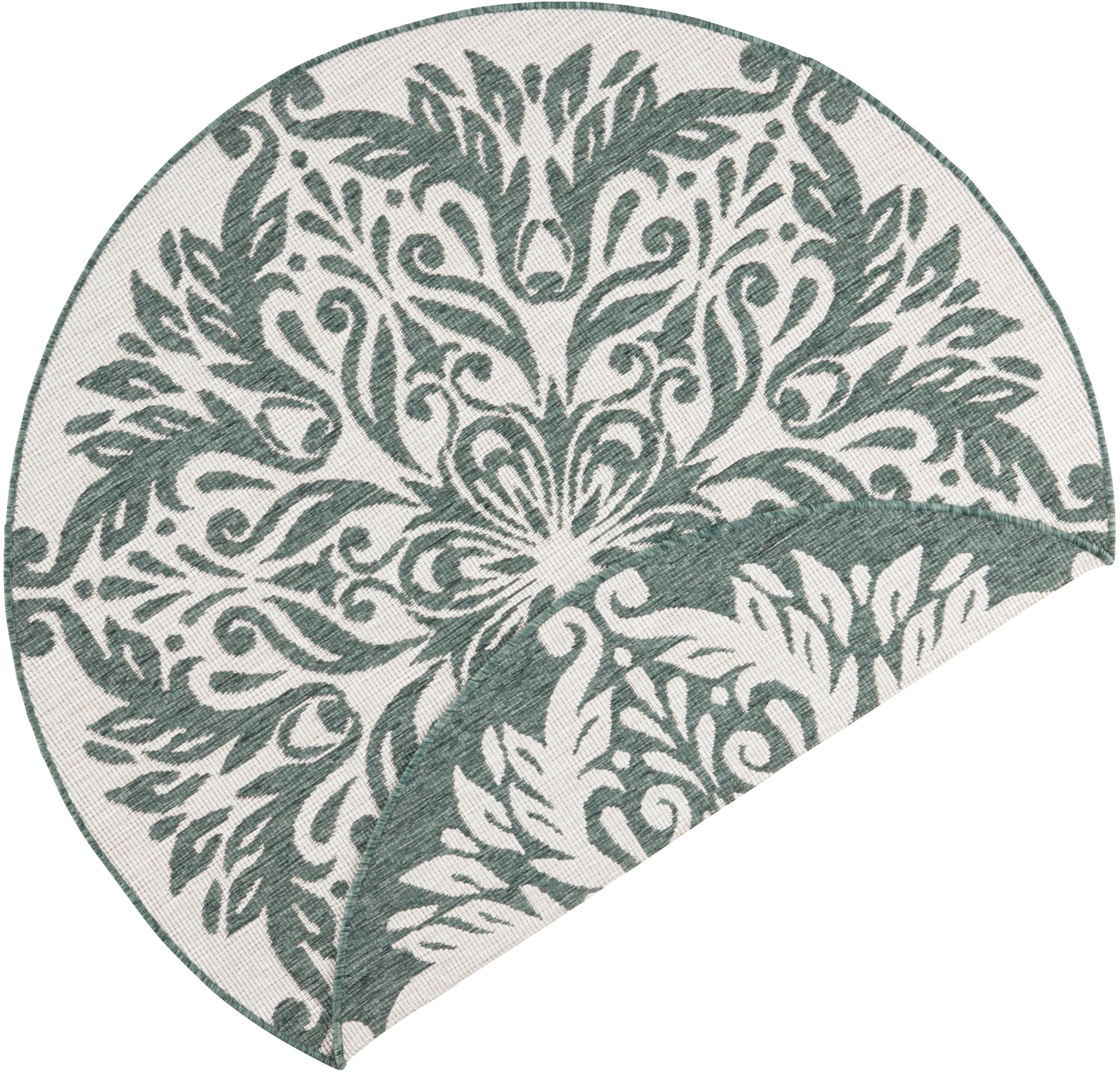 NORTHRUGS Teppich »Madrid«, rund, 5 mm Höhe, In-& Outdoor, Wetterfest, Balkon, Garten, Wohnzimmer, Wasserfest