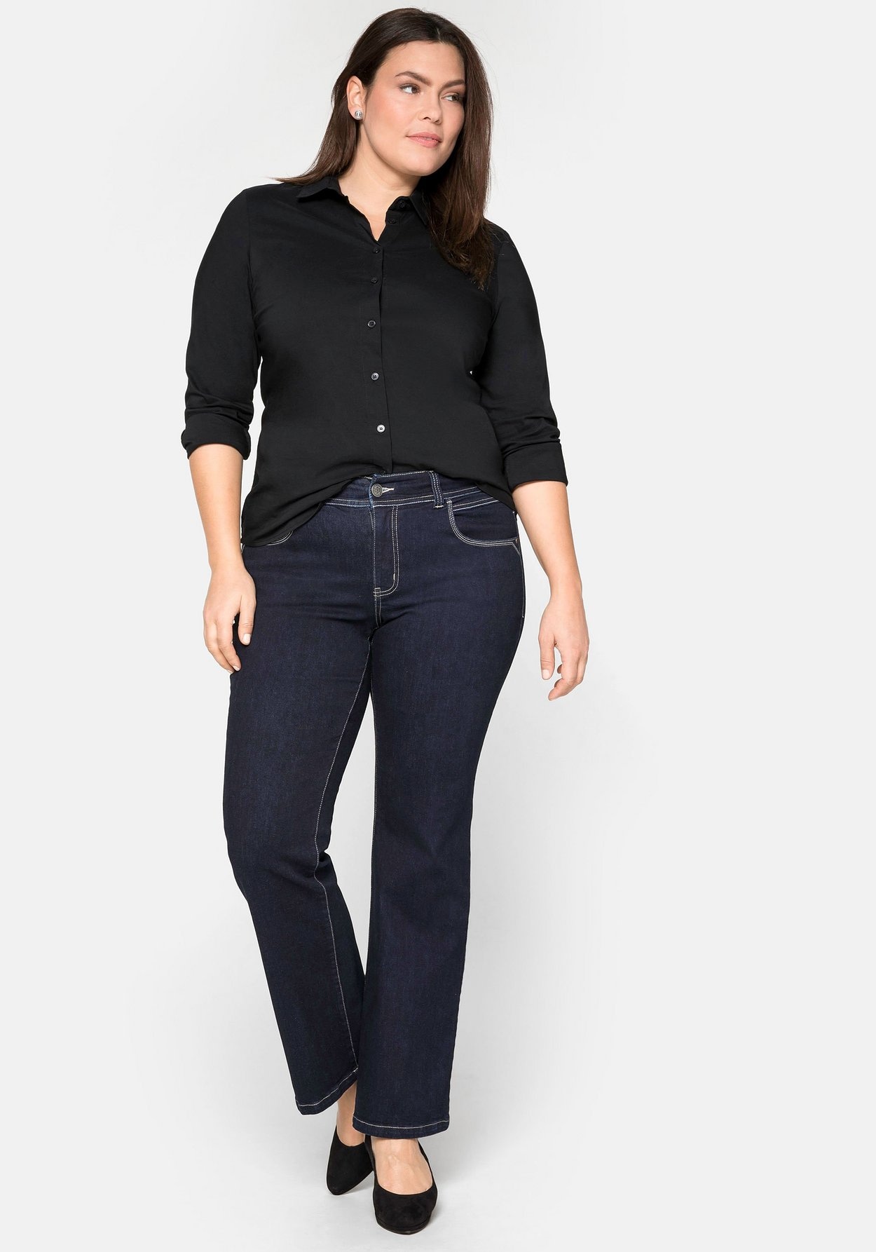 Sheego Hemdbluse »Bluse mit Stretch-Anteil«, mit Stretch-Anteil