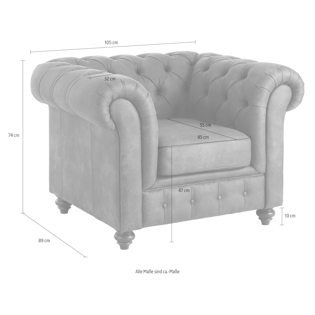 Home affaire Sessel »Chesterfield B/T/H: 105/69/74 cm«