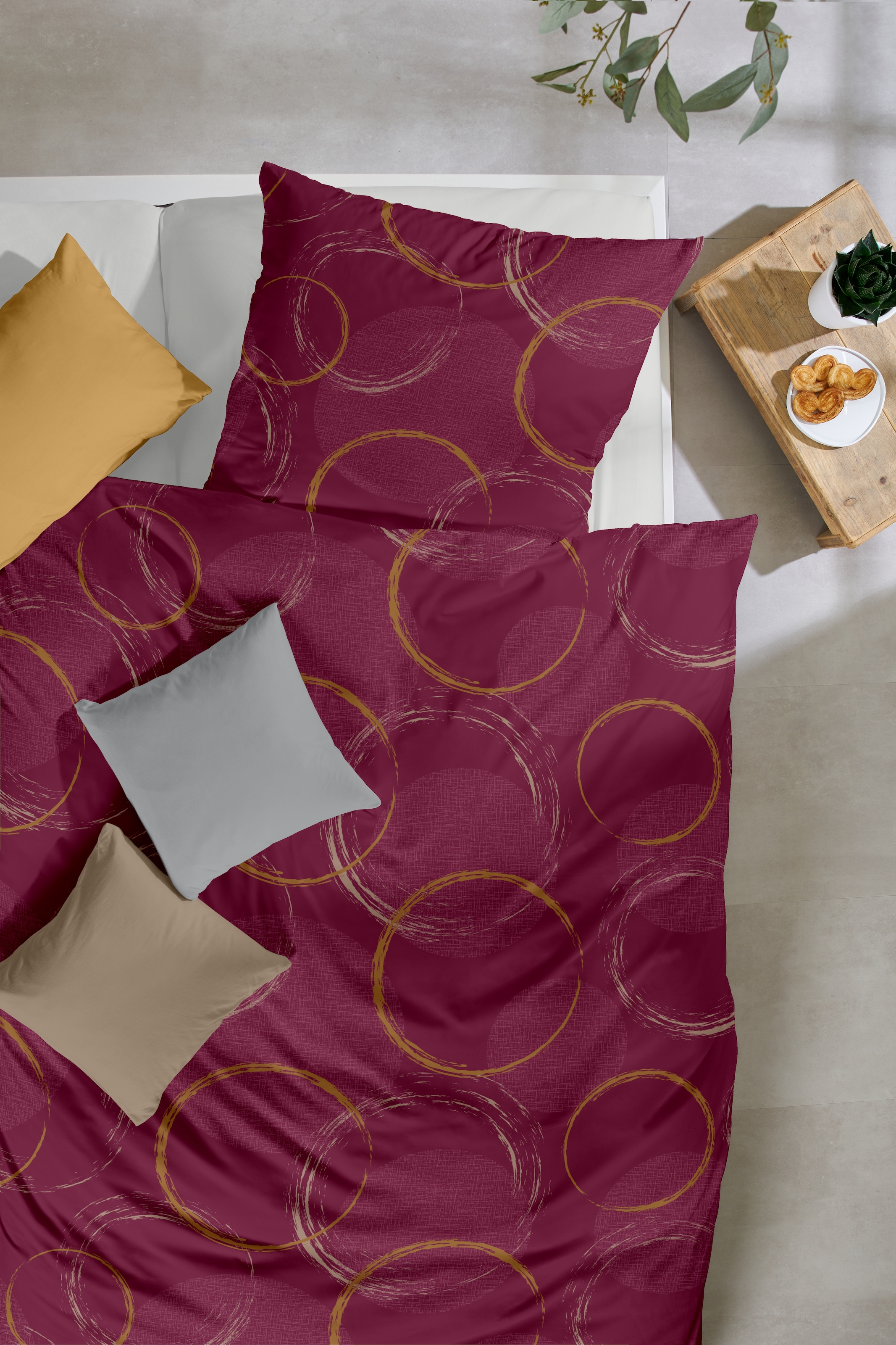 Primera Bettwäsche »Mako-Satin -Bettwäsche Trace« 2 Stk. tlg. mit frischem Kreismuster