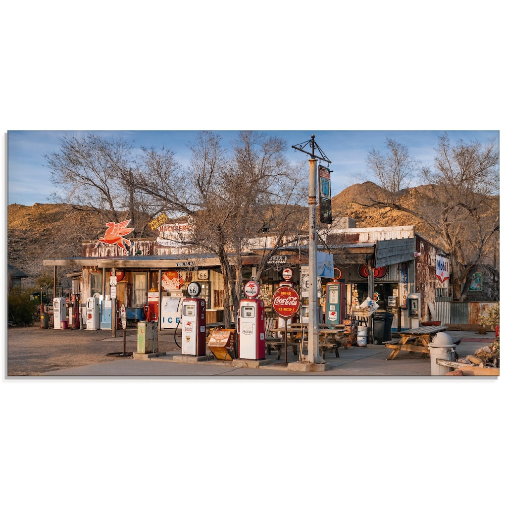 Artland Glasbild »Tankstelle an der Route 66 in Arizona«, Gebäude, (1 St.)