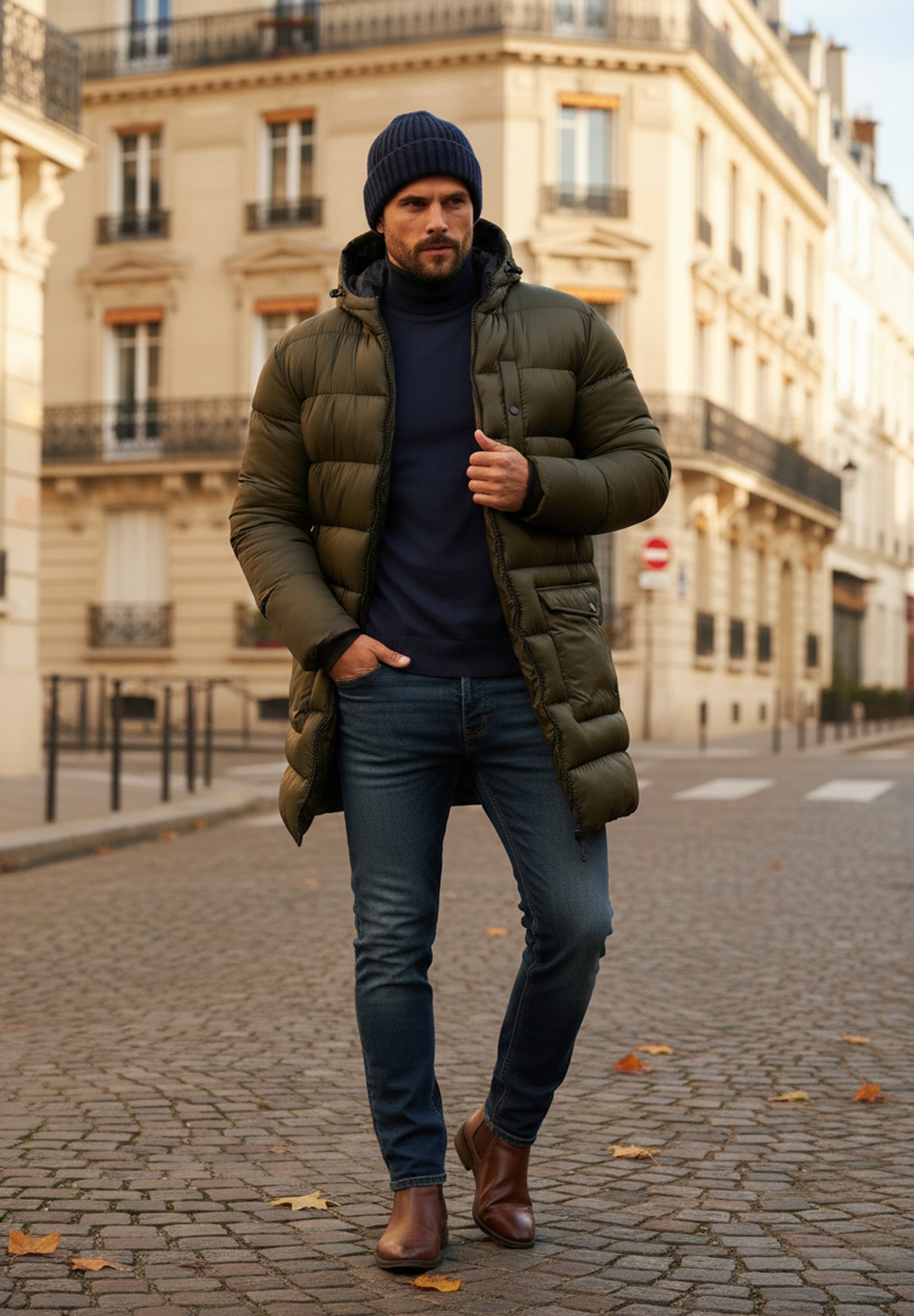 SOULSTAR Parka »Winterjacke als Langer Steppmantel - Winterparka« mit Kapuze Herren warme Pufferjacke Steppjacke - Leichter Wintermantel