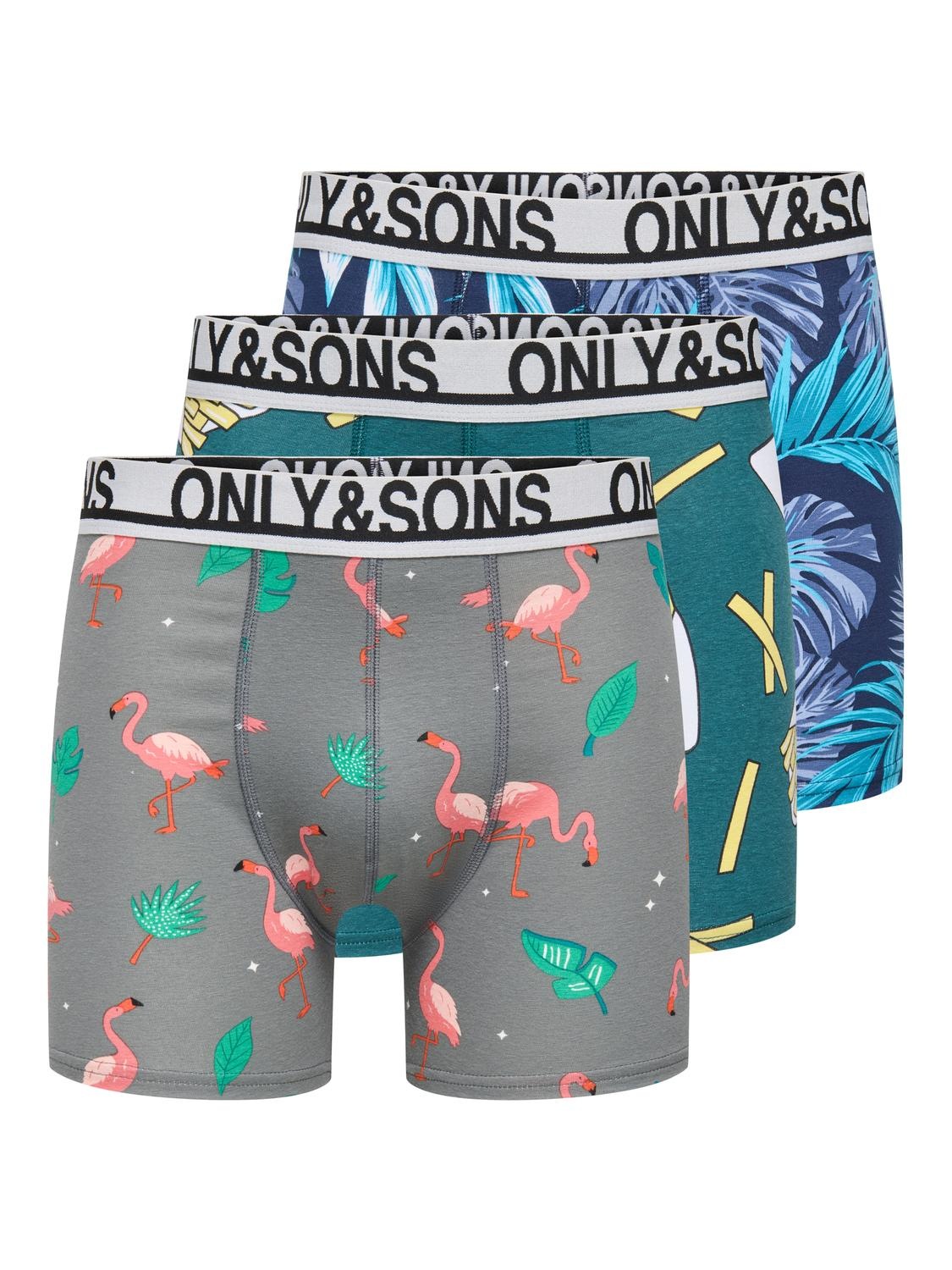 ONLY & SONS Trunk »ONSFITZ AOP WB BOLD BOXER 3PACK NOOS« Packung, 3 Stk. Baumwollmischung, eng anliegend