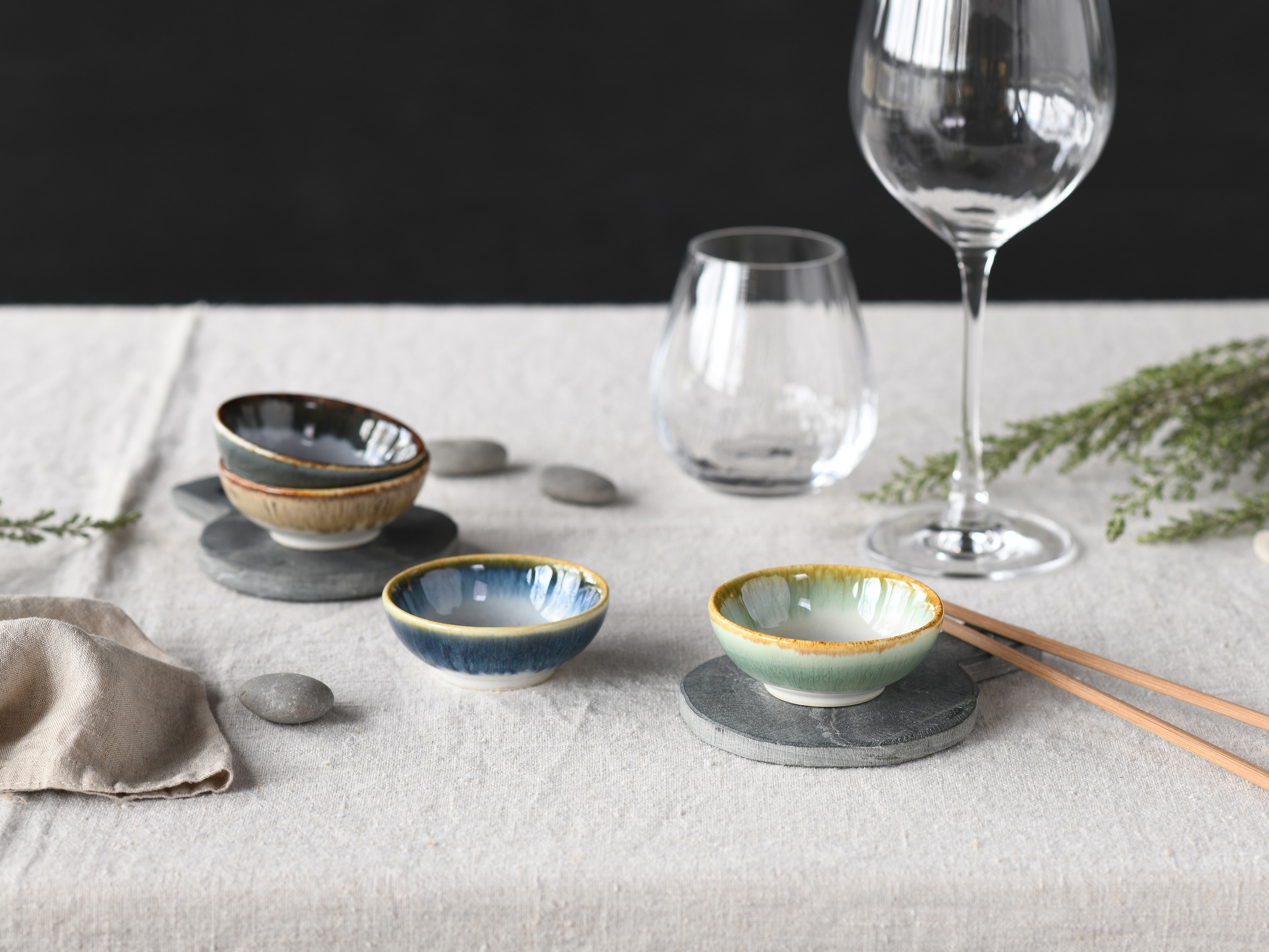 CreaTable Schale »Cascade, Sojaschale 4-tlg« 4 Stk. aus Steinzeug Rekativglasur, Healthy Food