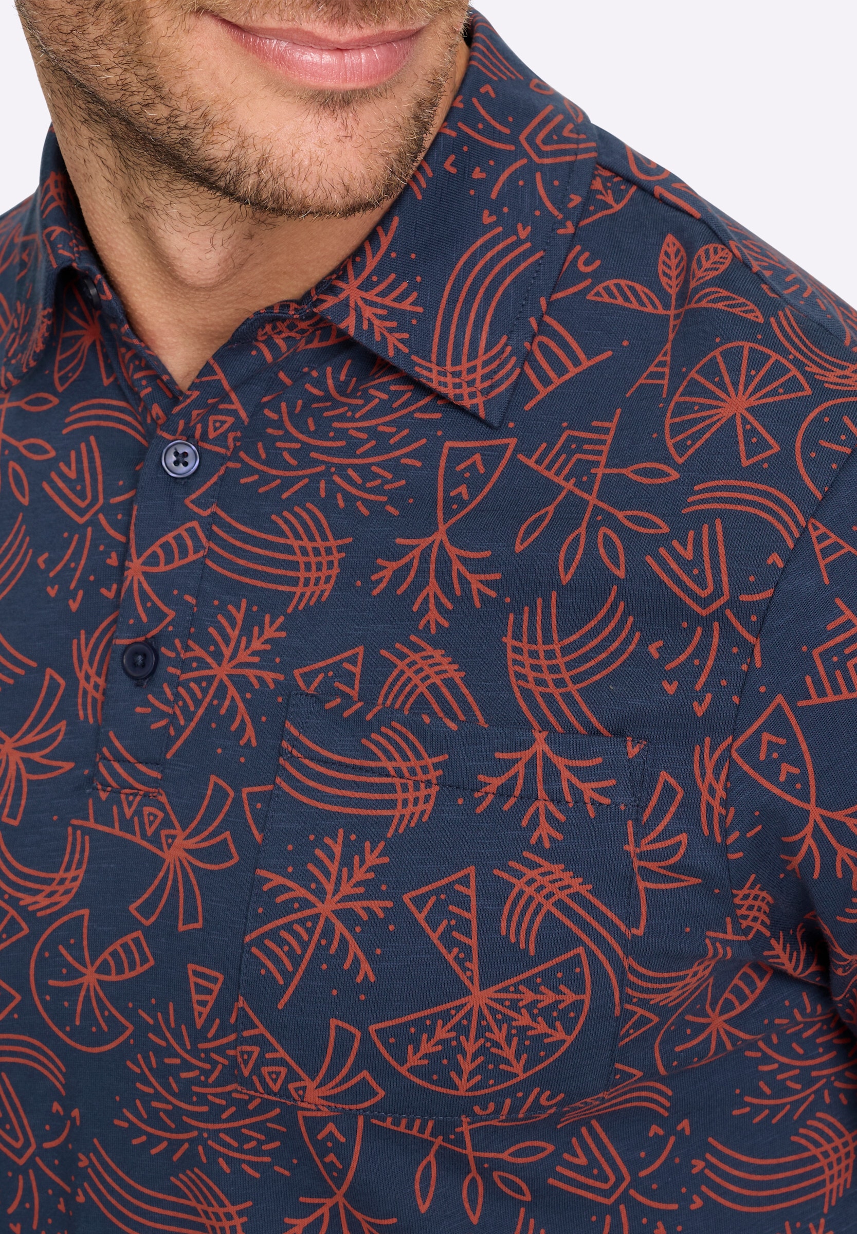 Witt T-Shirt »Kurzarm-Poloshirt Kurzarmshirt mit Allover-Print«