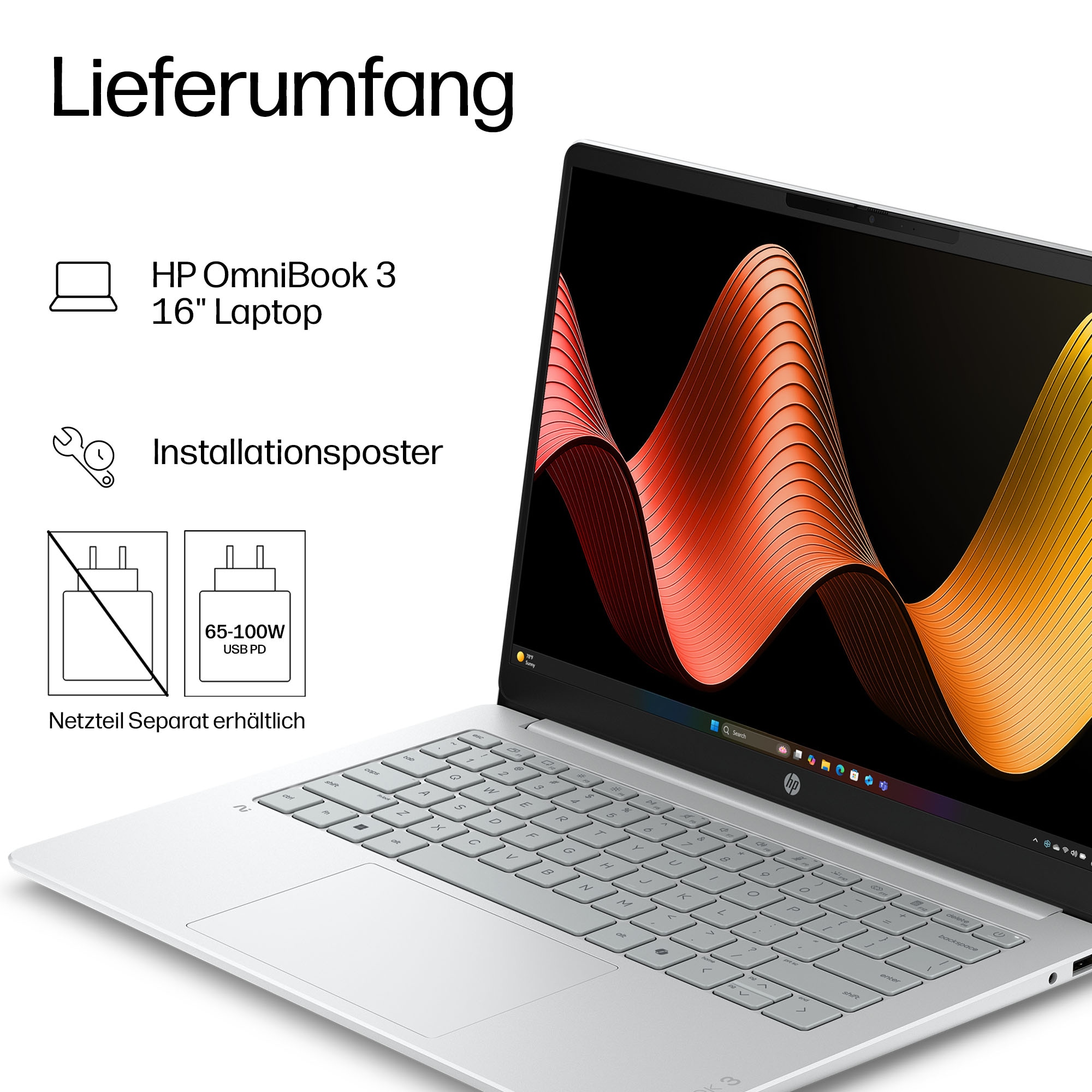 HP Notebook »OmniBook 3 16-bu0074ngx« 40,6 cm / 16 ″ Intel Ultra 7 Intel Graphics 512 GB SSD